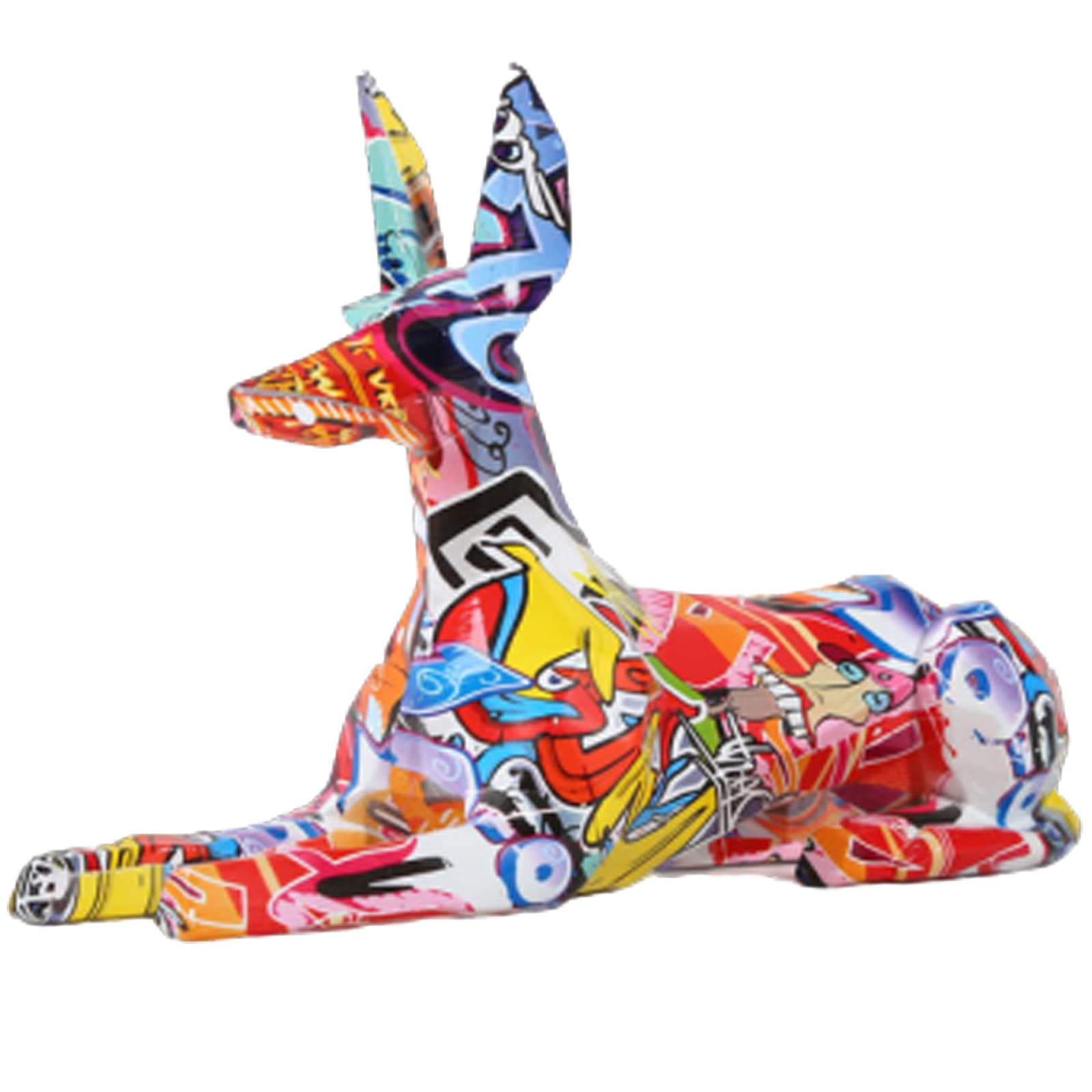 Vibrant Hand-Painted Resin Dog Sculpture - Colorful Graffiti Art Figurine for Home & Office Decor (10.63 x 9.84 Inch) - Perfect Gift for Pet Lovers, Unique Desk Accessory for Animal Enthusiasts
