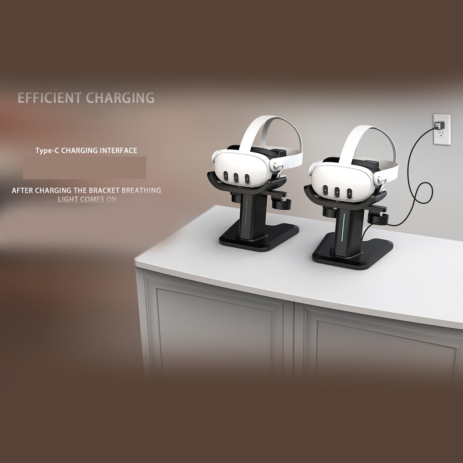 NOLOWY RGB Light Charging Stand for Meta Quest 3 & Quest 2 VR Headset - Perfect for Gaming, Entertainment & VR Accessories Organization