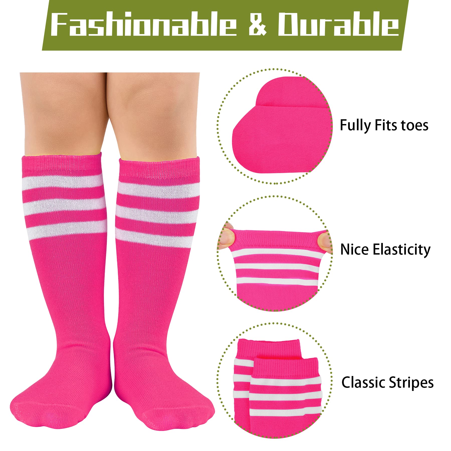 Zando 4 Pairs Kids Soccer Socks - Youth Baseball & Softball Athletic Crew Socks for Boys & Girls - Knee High Sports Socks for Soccer, Baseball, Running & School PE Activities
