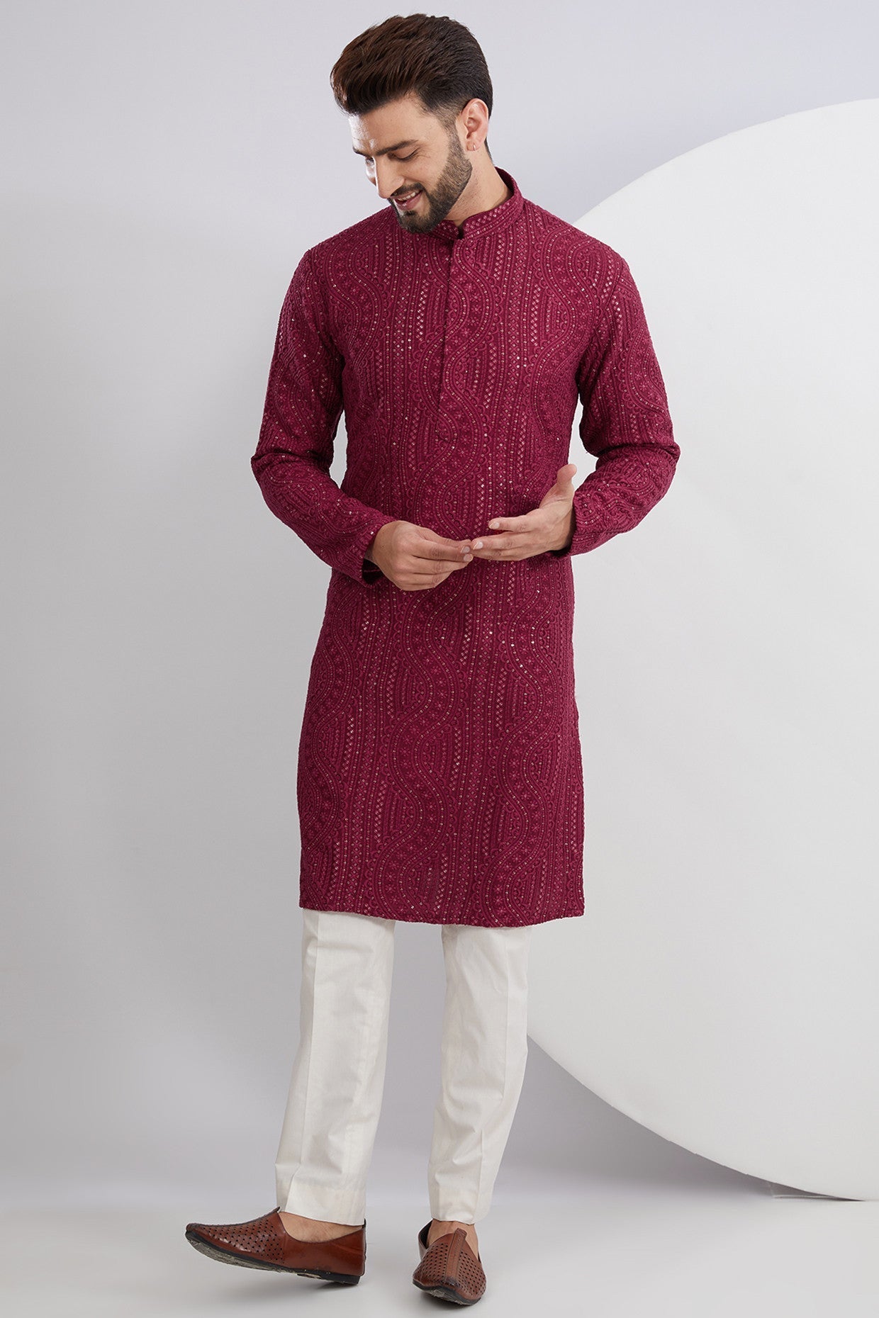 Elegant Maroon Embroidered Kurta for Women | Traditional Indian Tunic Top | Perfect for Festivals, Weddings & Cultural Events