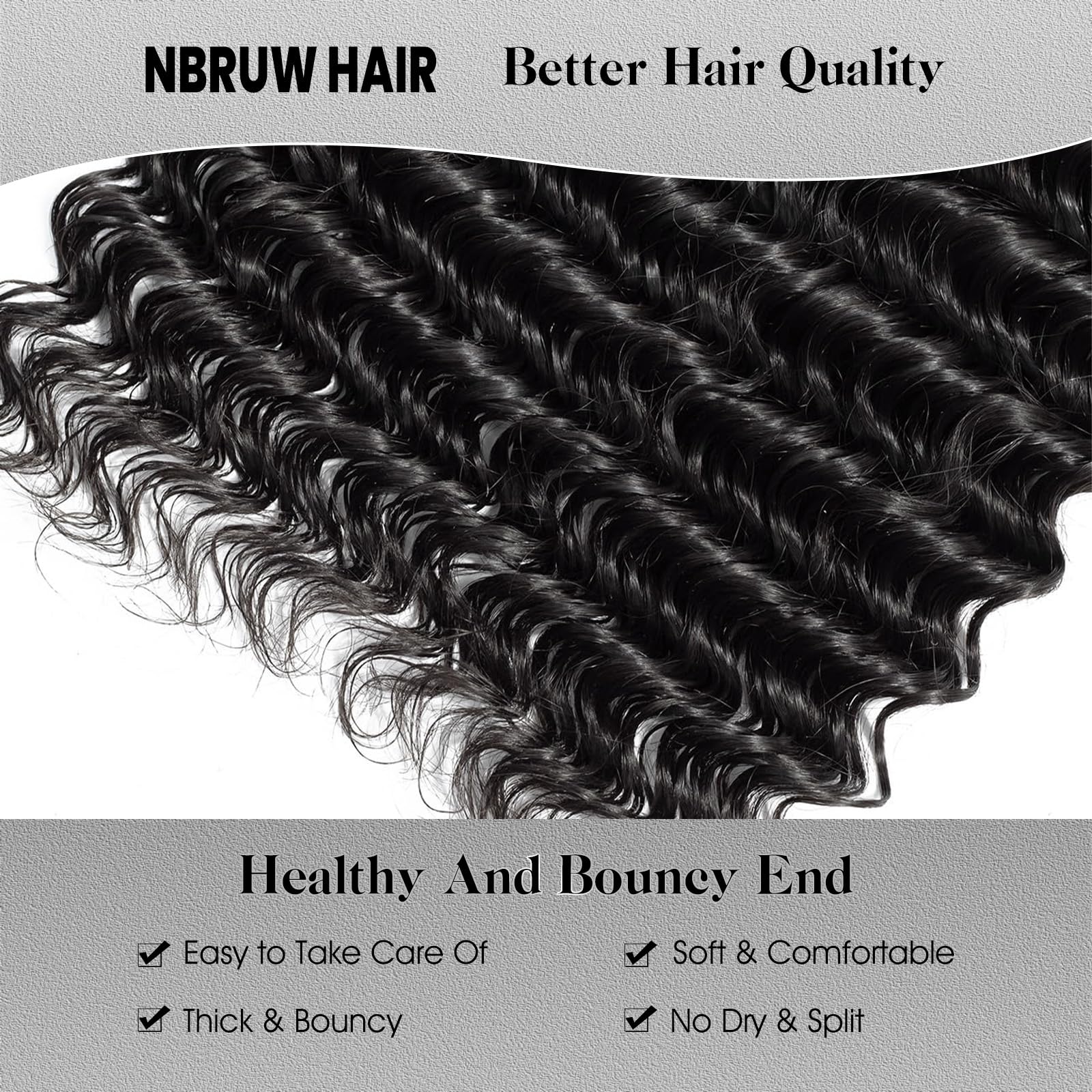 20 22 24 26 Inch 100% Unprocessed Virgin Human Hair Bundles - 12A Deep Wave 4 Bundles Natural Black Real Human Hair Extensions for Styling & Volume | Perfect for Daily Wear, Parties & Special Occasions