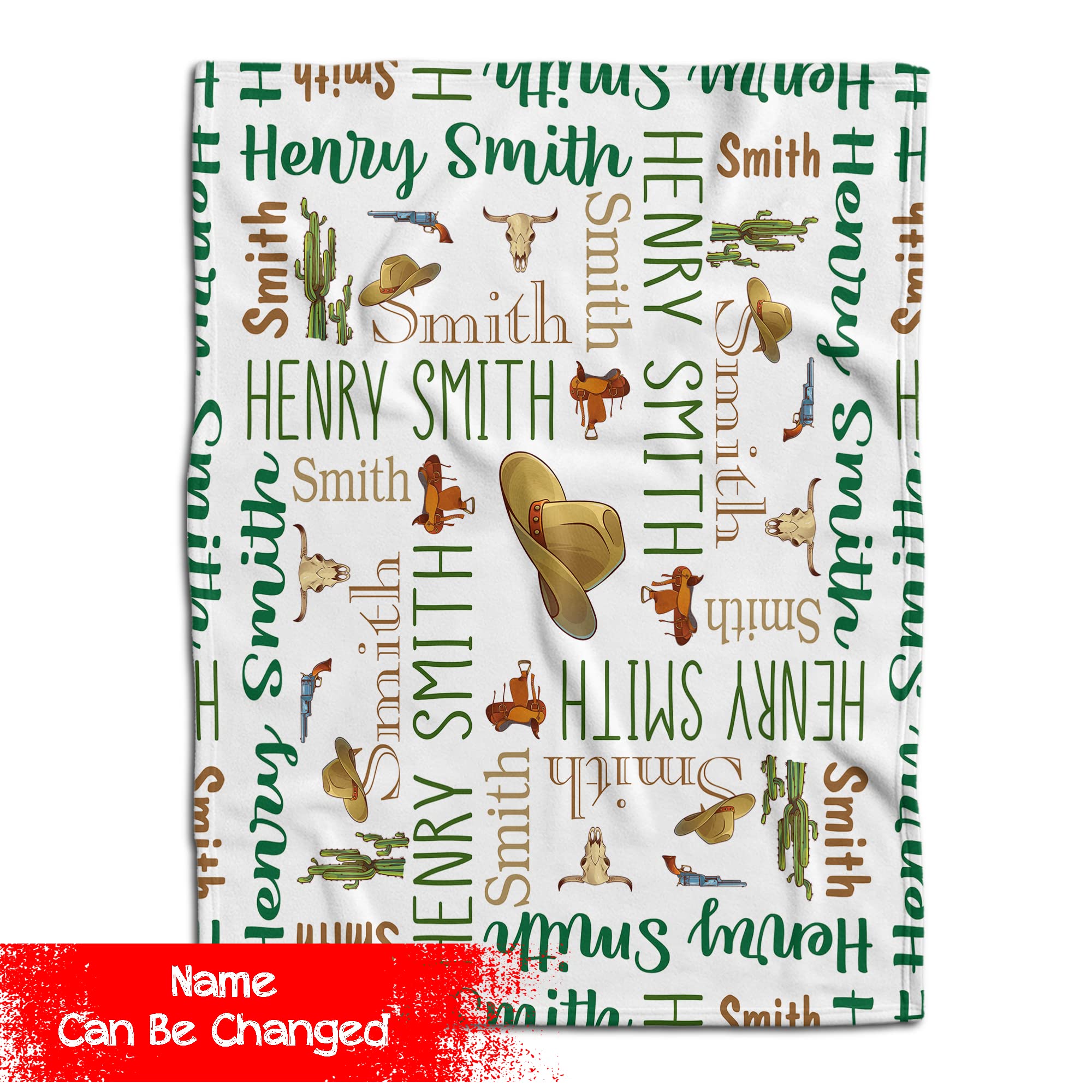 Personalized Cowboy Western Green Monogram Baby Blanket with Name - Western Nursery Theme Crib Blanket, Swaddle & Horse Design for Newborn Boys - Perfect for Cowboy-Themed Nurseries, Baby Showers & Western Gift Ideas