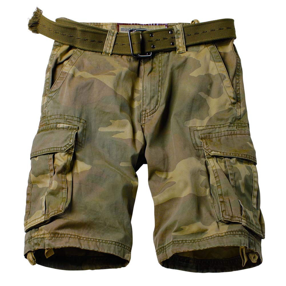 AKARMY Men's Camo Cargo Shorts - Outdoor Tactical Cotton Shorts with Multiple Pockets, No Belt Needed - Perfect for Hiking, Camping & Casual Wear