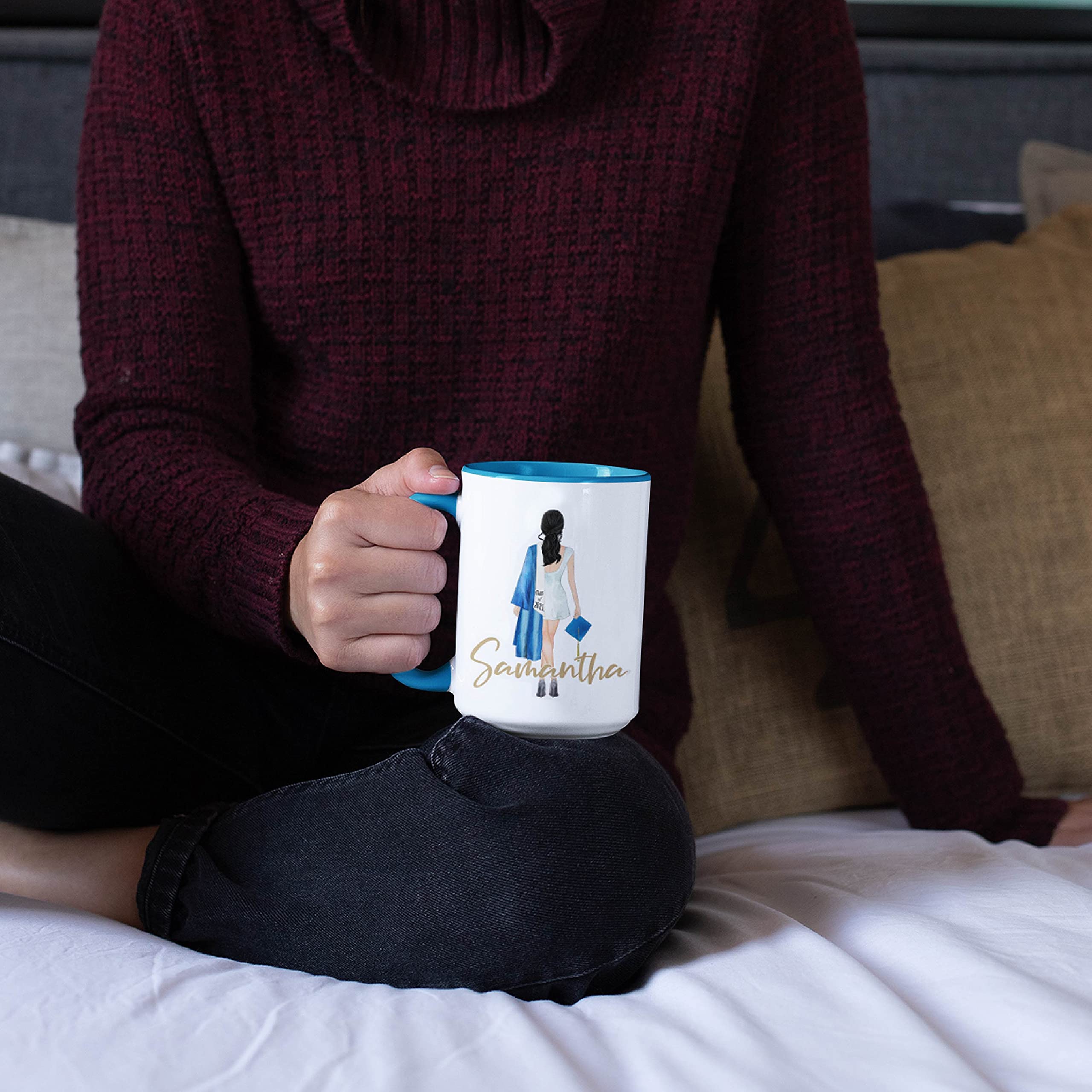 Custom Graduation Mug 2023 - Personalized with Name & Text - Choose Hair, Robe & Skin Color - High School & College Graduation Gifts for Women - Perfect for Class of 2023 Celebrations, Graduation Parties & Keepsakes