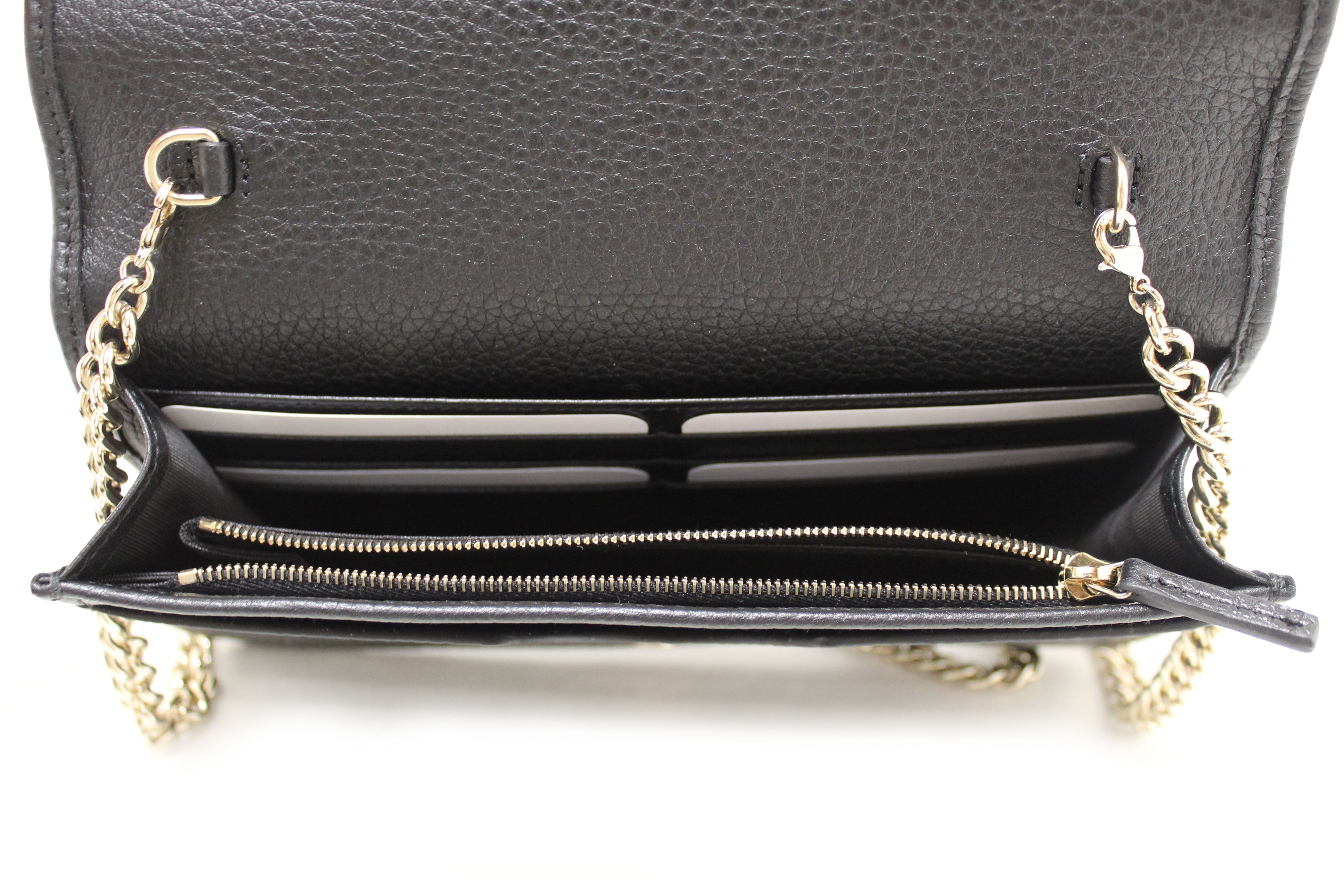 Authentic Gucci Black Soho Disco Leather Wallet On Chain Crossbody Bag for Women | Luxury Designer Shoulder Purse | Perfect for Evening Out, Party & Travel Accessories