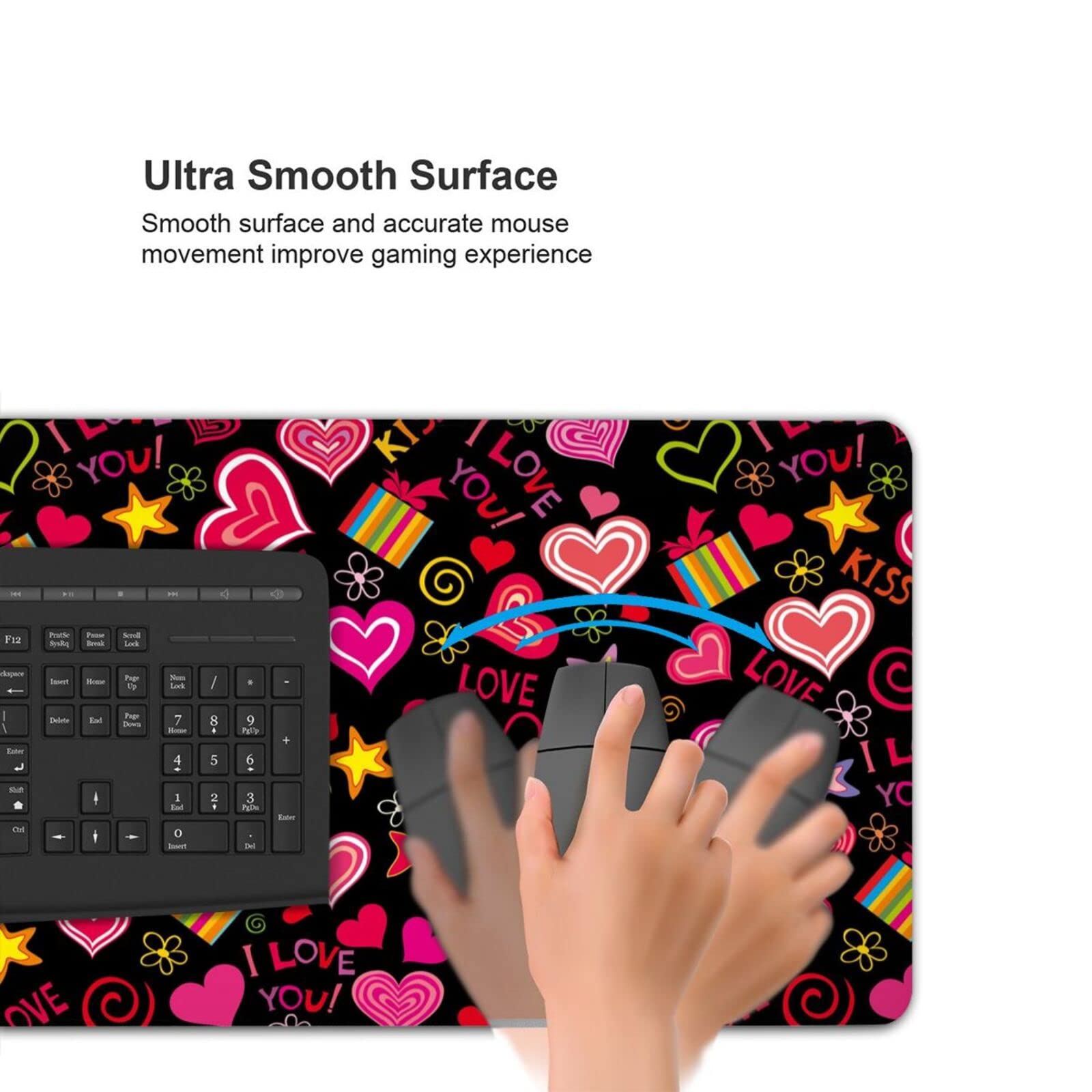 Romantic Heart Mouse Pad - Non-Slip Rubber Desk Mat for Office, Gaming & Home Use - Extended Rectangle Mousepad for Computers & Laptops | Perfect Gift for Valentine's Day & Couples