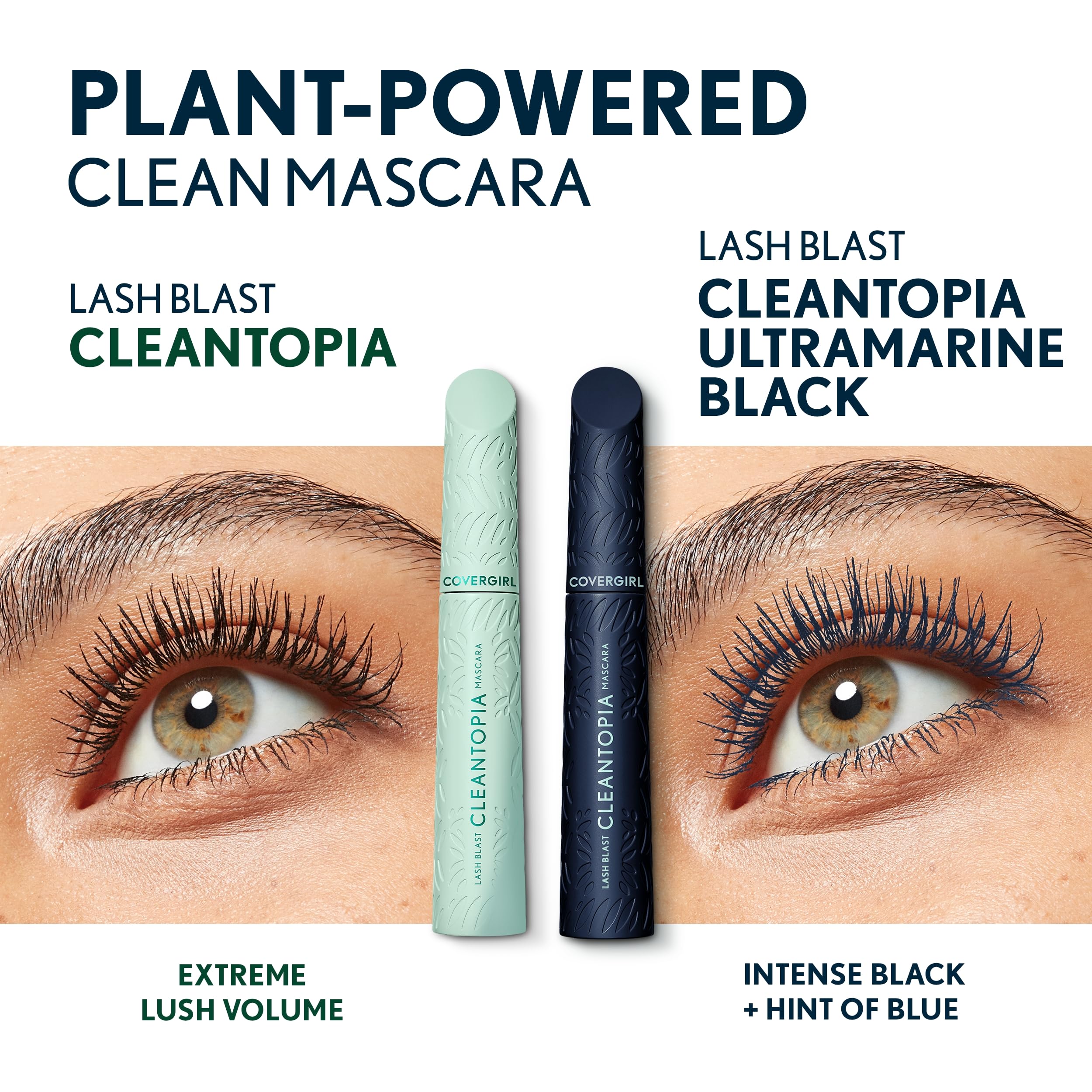 Covergirl Lash Blast Cleantopia Volumizing Mascara - Vegan, Smudge-Proof, Lash Conditioning Formula in Ultramarine Black (1 Count) | Perfect for Everyday Wear, Date Night & Special Occasions