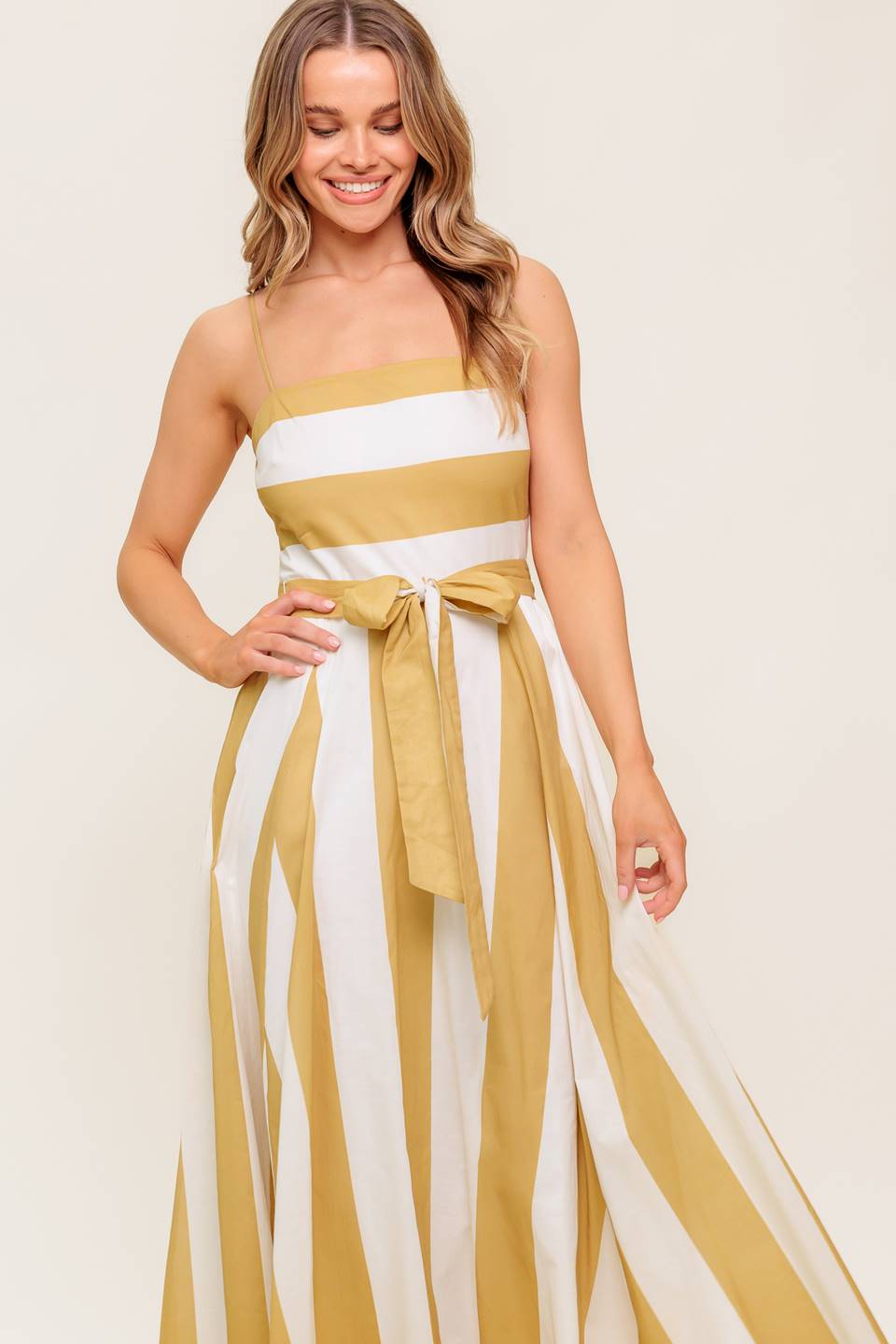 Desert Sands Taupe Midi Dress - Elegant Casual & Party Wear for Women | Perfect for Weddings, Office & Evening Events
