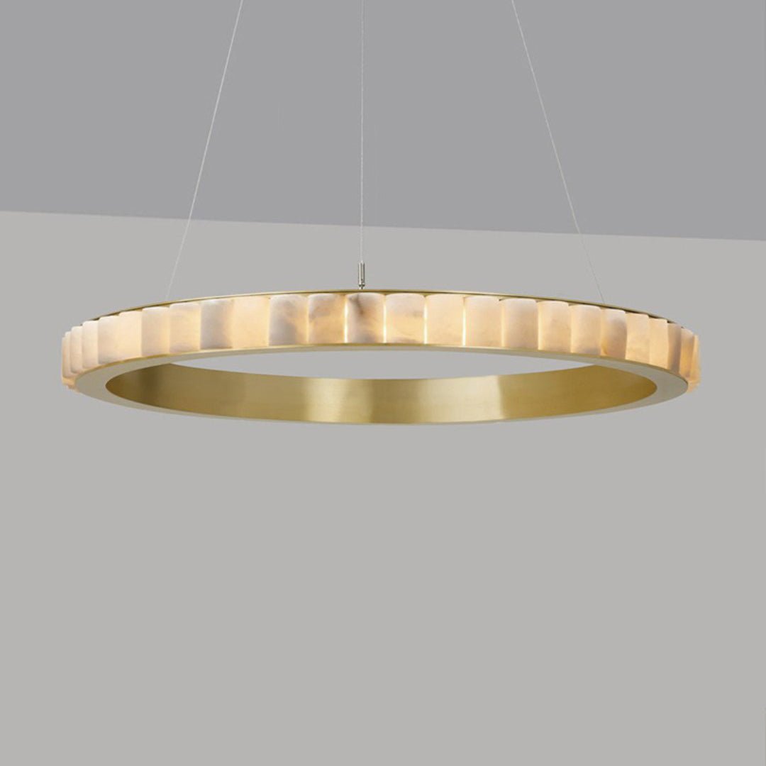 Alabaster Avalon Halo Chandelier - Modern Crystal Ceiling Light Fixture for Dining Room, Bedroom & Living Room Decor