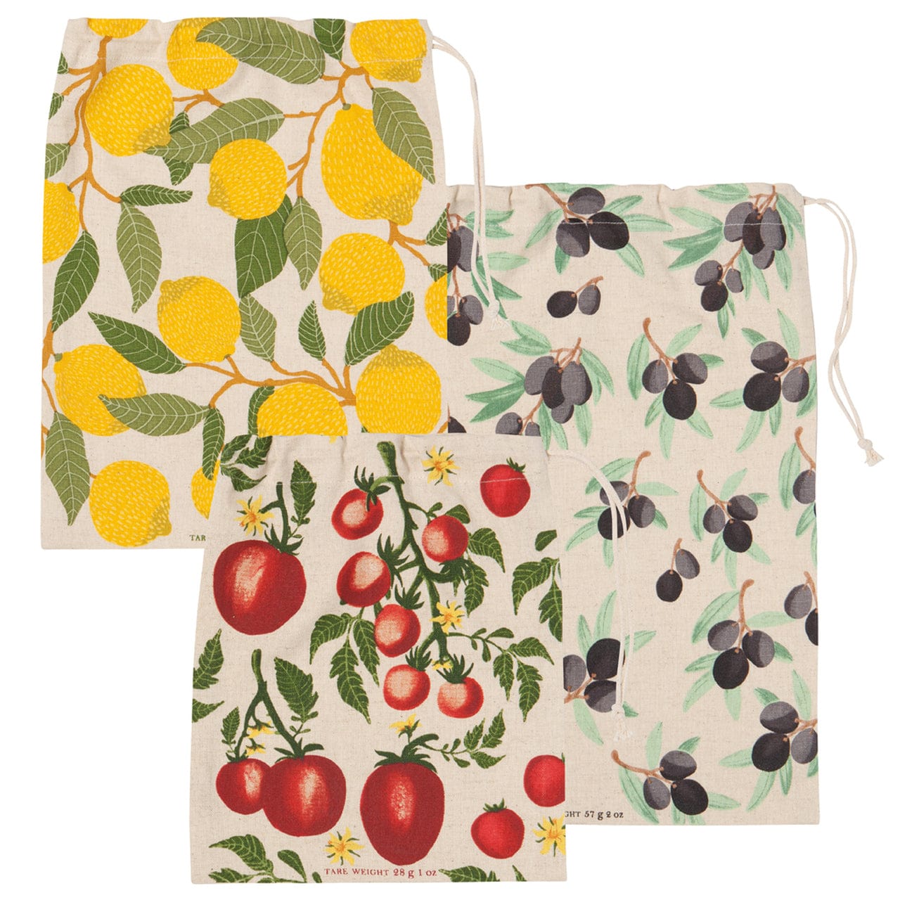 Now Designs Reusable Produce Bags - Mediterranean Style 3-Pack Set | Eco-Friendly Grocery Shopping & Farmers Market Storage Bags