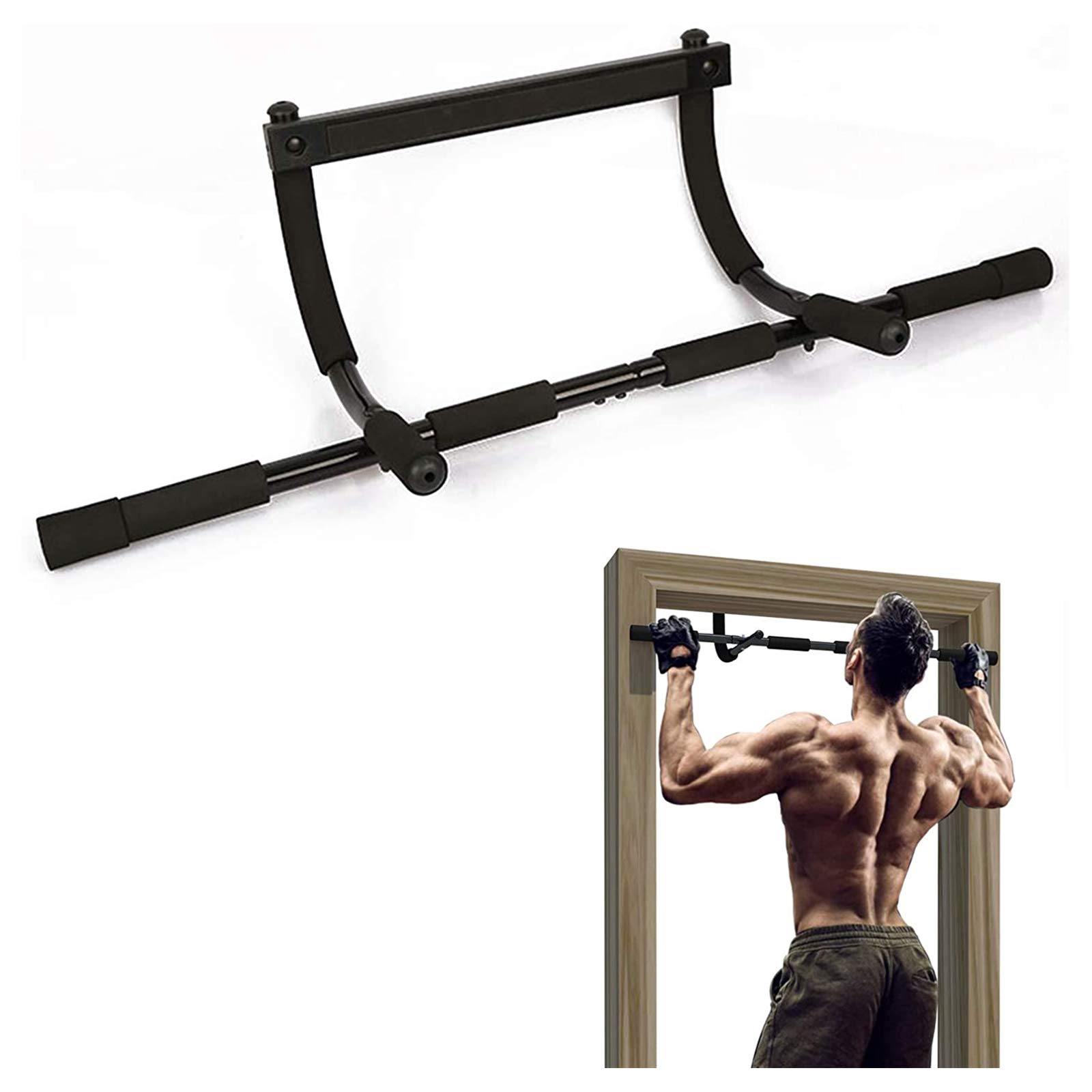 Foldable Pull Up Bar for Doorway - No Screw Chin Up Bar for Home Gym, Strength Training Equipment for Men & Women - Ergonomic Design with Anti-Slip Foam Grips - Fits Most Standard Doors (26-36