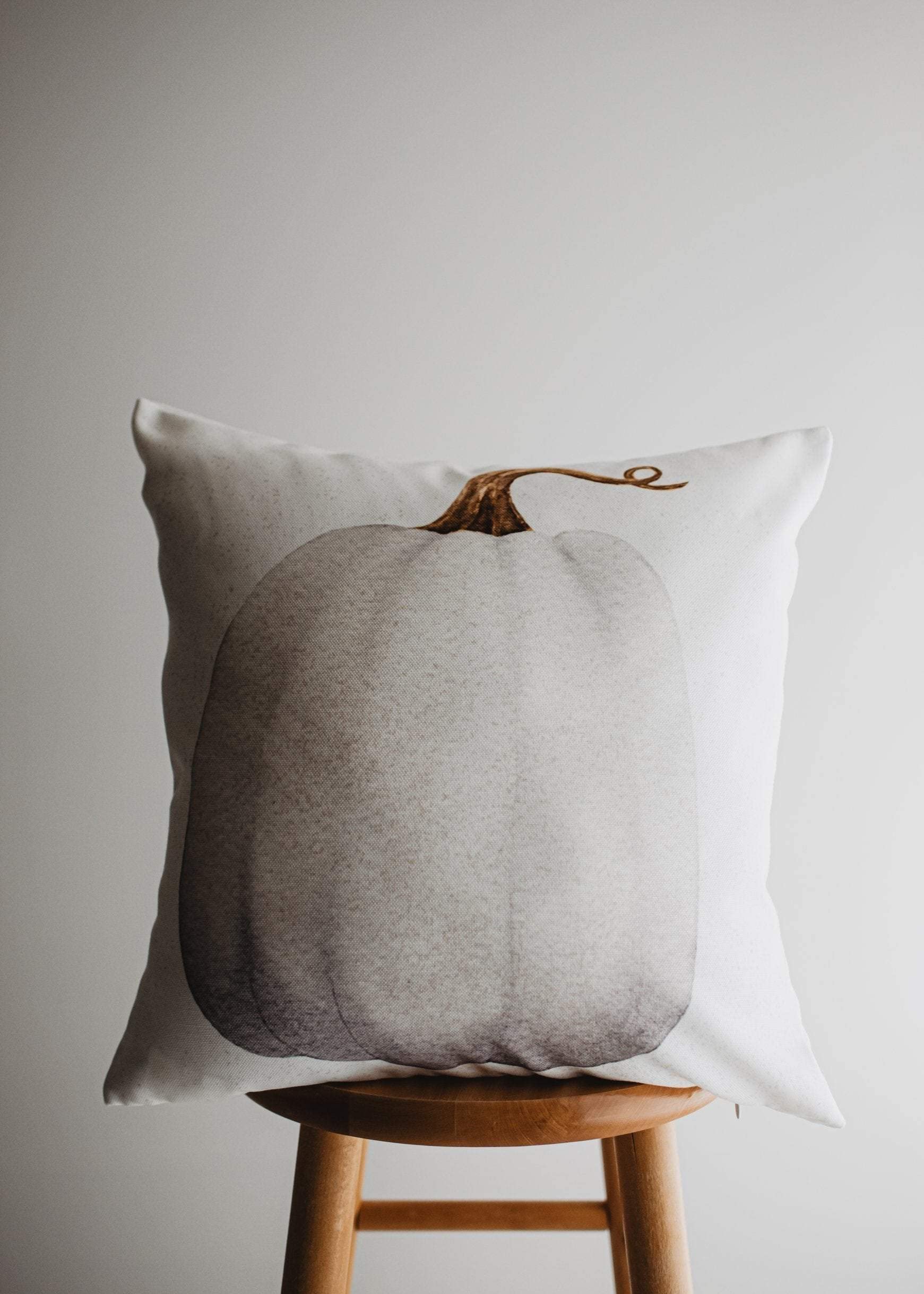 White Curly Stem Pumpkin Pillow Cover - Primitive Farmhouse Decor for Sofa & Bed - Fall Country Style Throw Pillow - Perfect Gift for Women & Home Decoration - Cozy Autumn Living Room & Bedroom Accent