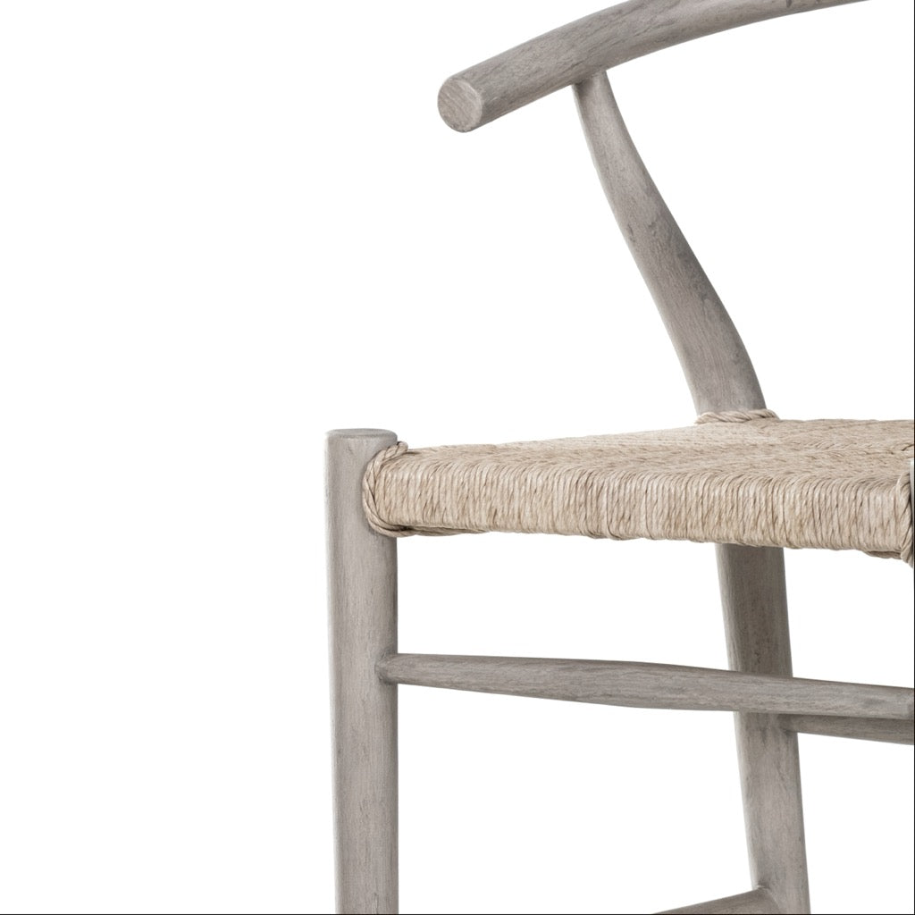 Weathered Grey Teak Stool - Rustic Outdoor & Indoor Bar Stool for Patio, Garden, and Home Decor