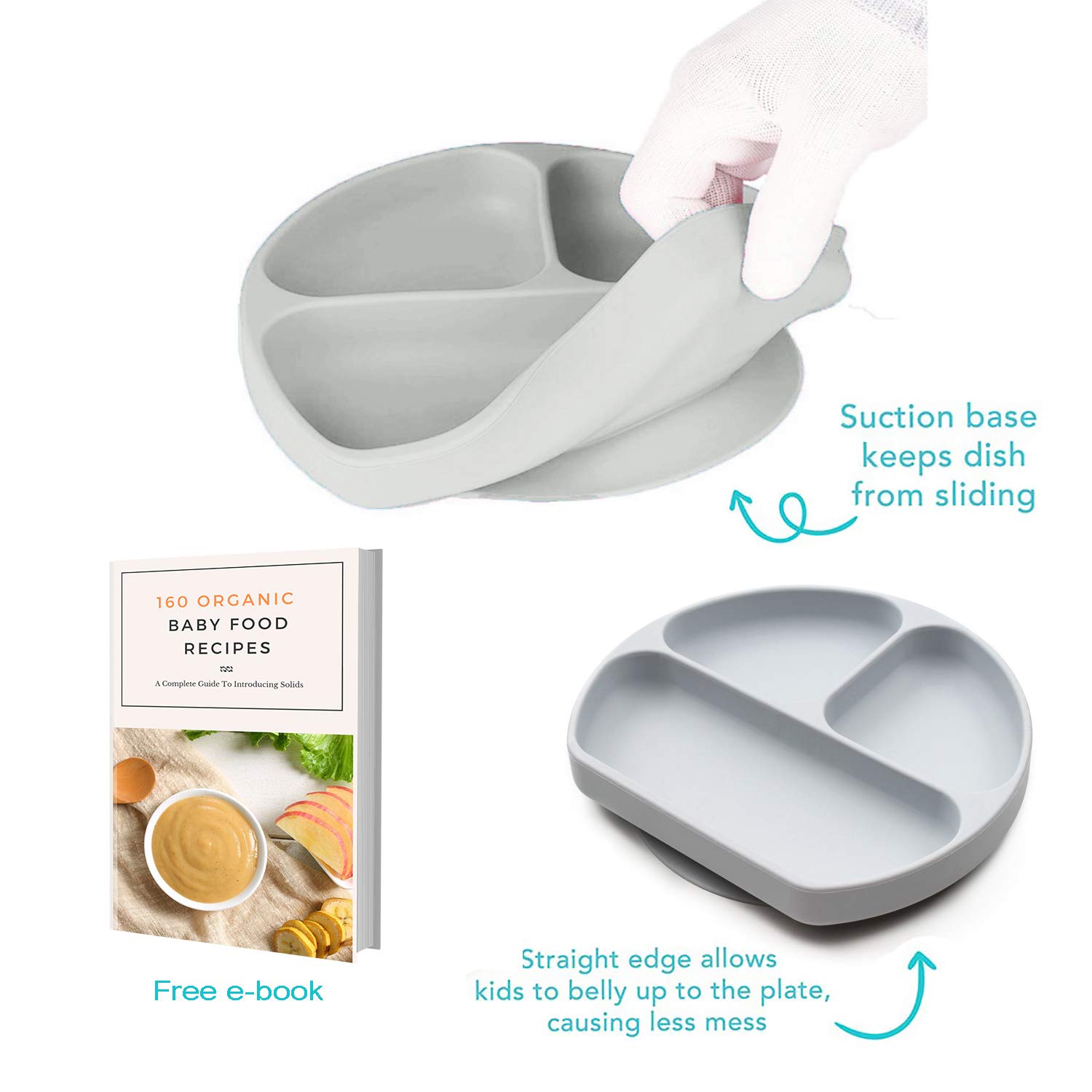 BPA-Free Silicone Suction Plates for Babies - Non-Slip High Chair & Table Use