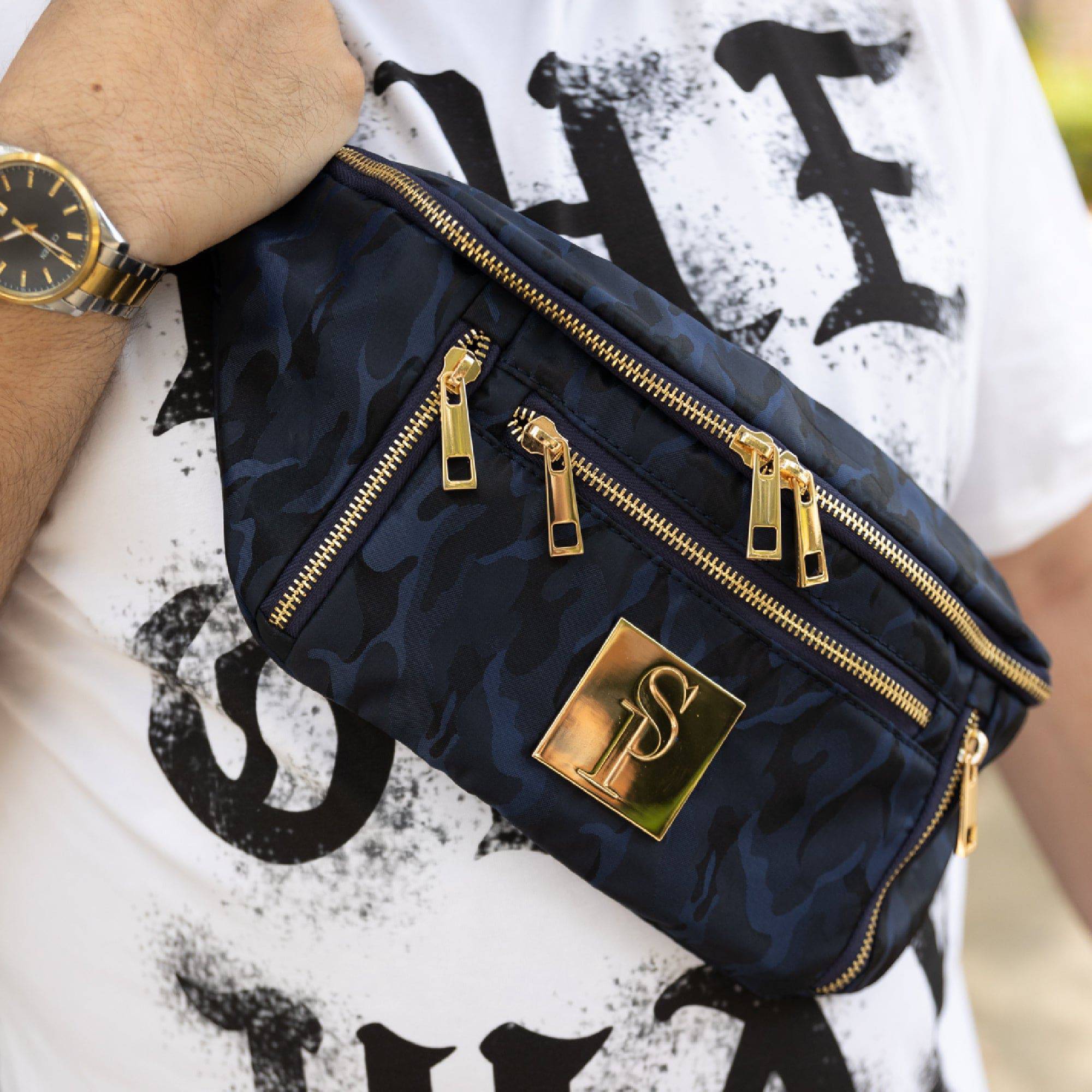 Blue Camo Sling Bag - Adjustable Crossbody Shoulder Bag for Men & Women - Perfect for Hiking, Travel, and Everyday Use