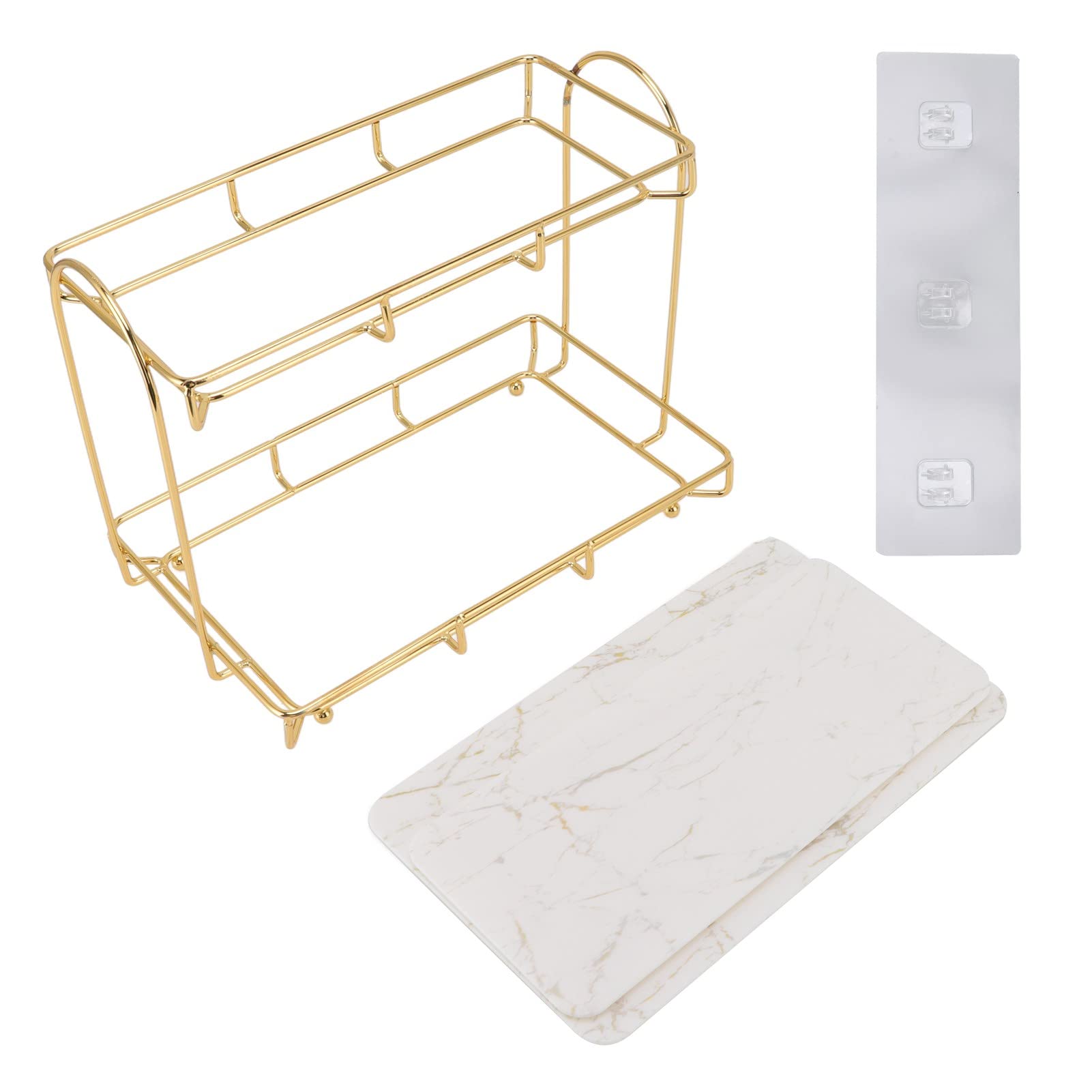 2-Tier Large Golden Cosmetic Storage Organizer for Makeup, Skincare & Beauty Products - Perfect for Bathroom, Bedroom & Vanity Organization