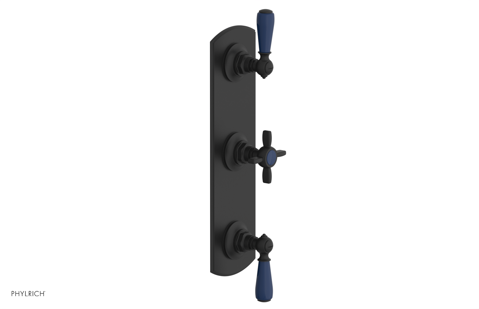 Jamestown Thermostatic Shower Valve with Dual Volume Control - Navy Blue Accents (Model 4-740) for Modern Bathroom & Spa Experience