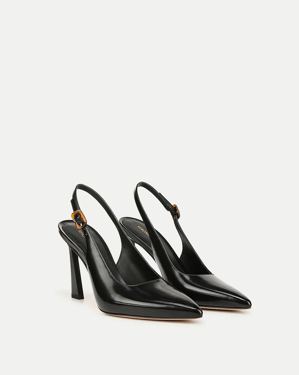 Callie Leather Slingback Pump Shoes for Women - Black | Comfortable Heels for Work, Party & Wedding | Stylish Dress Pumps for Office & Evening Events