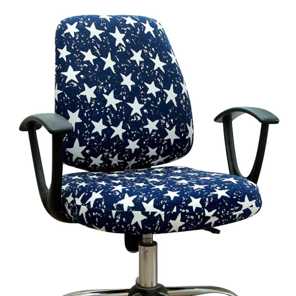 VIOKKO Stretchable Office Chair Cover - Universal 2-Piece Split Design for Computer Desk & Swivel Chairs - Dust-Proof Seat Protector (Star Pattern) - Perfect for Home Office, Gaming Setup & Workspace Decor