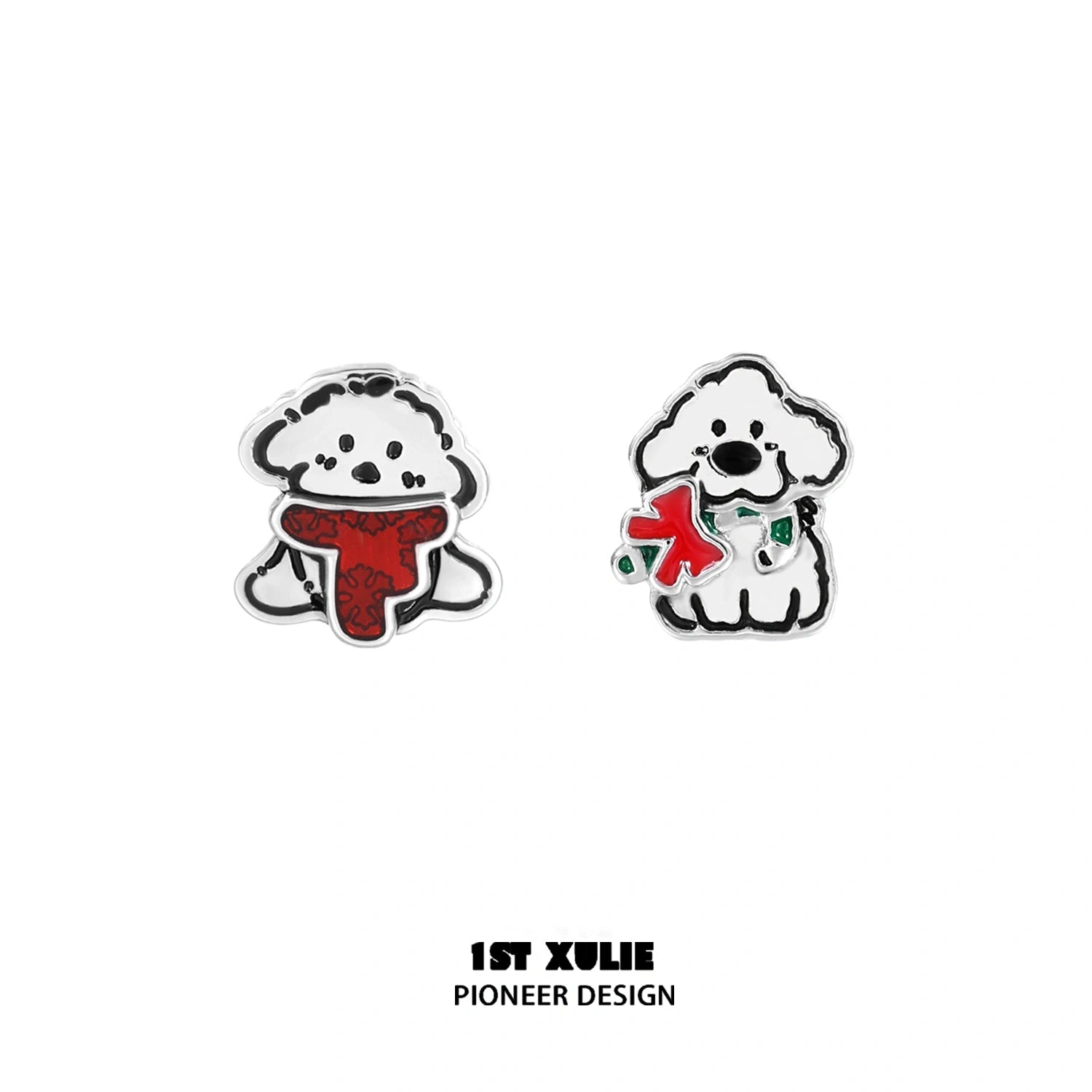 2024 Christmas Graffiti Puppy Sterling Silver Stud Earrings - S925 Hypoallergenic Jewelry Gift for Women - Perfect for Holiday Parties, Gift Exchanges & Festive Outfits