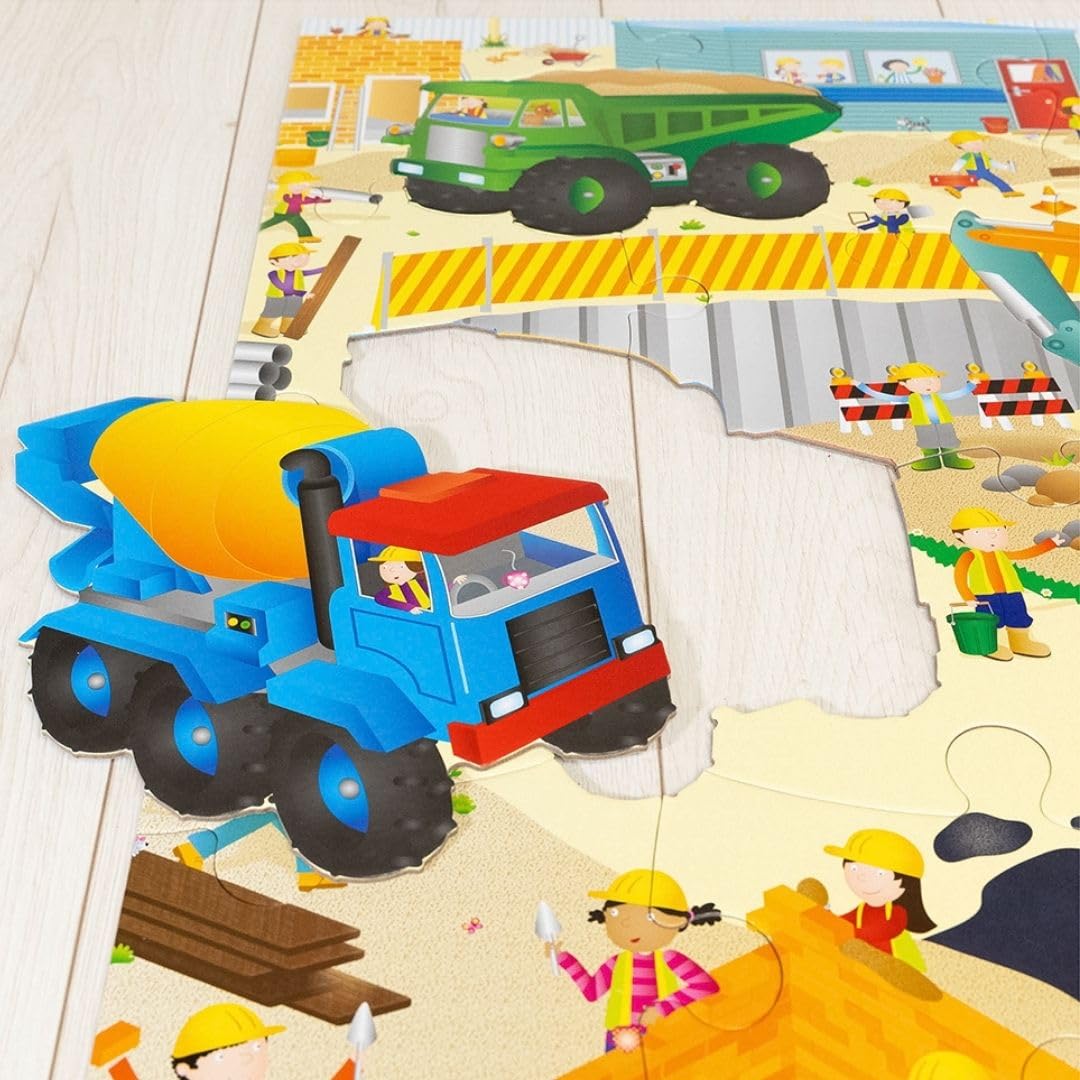 Galt Toys Giant Floor Puzzle - Construction Site, 36-Piece Large Jigsaw Puzzle for Kids Ages 3-6 | Fun Educational Toy for Preschool Learning & Playroom Activities