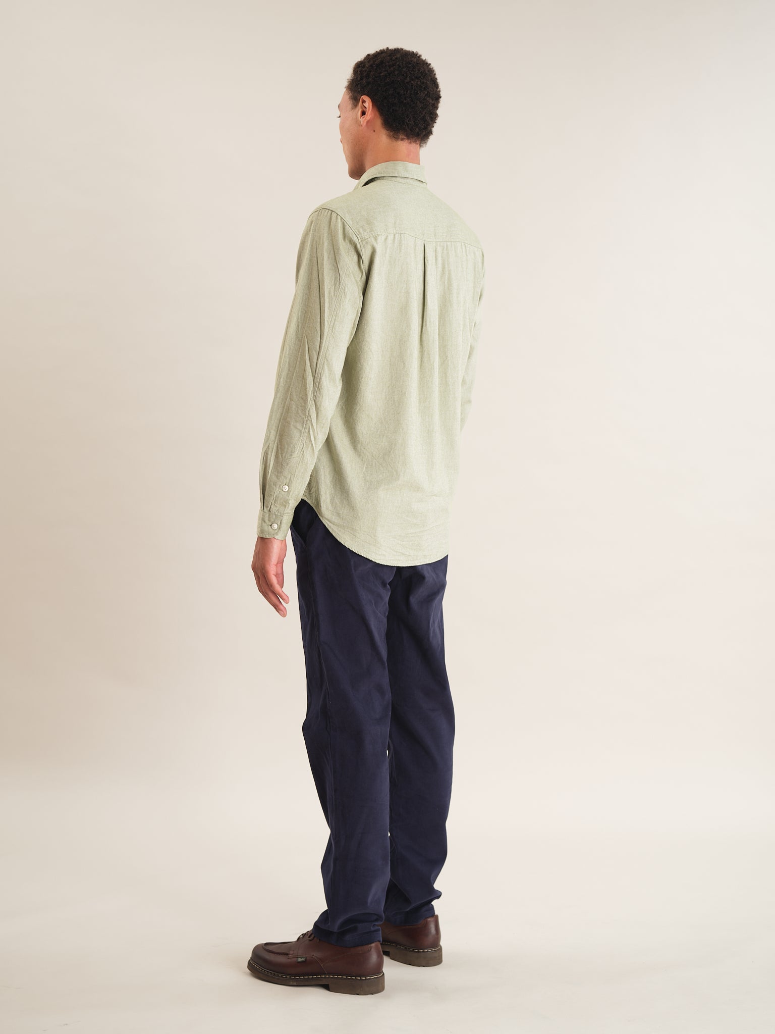 Premium Pistachio Green Cotton Cashmere Blend Shirt for Men - Soft & Stylish Casual Wear for Office, Dates & Everyday Comfort