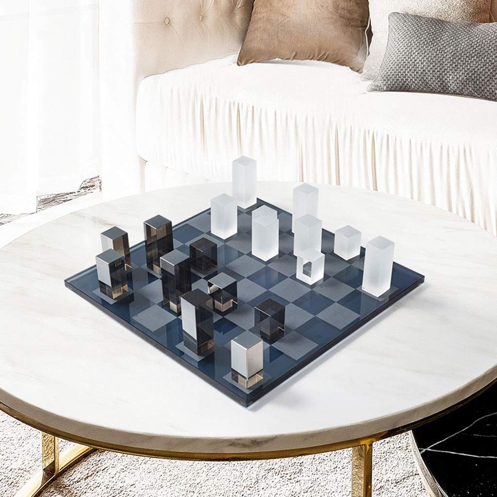 Premium Crystal Chess Set - Elegant Chess Pieces & Board for Adults & Kids - Artistic Home Decor - 37 x 37 cm - Perfect for Game Nights, Gifts & Luxury Interior Design
