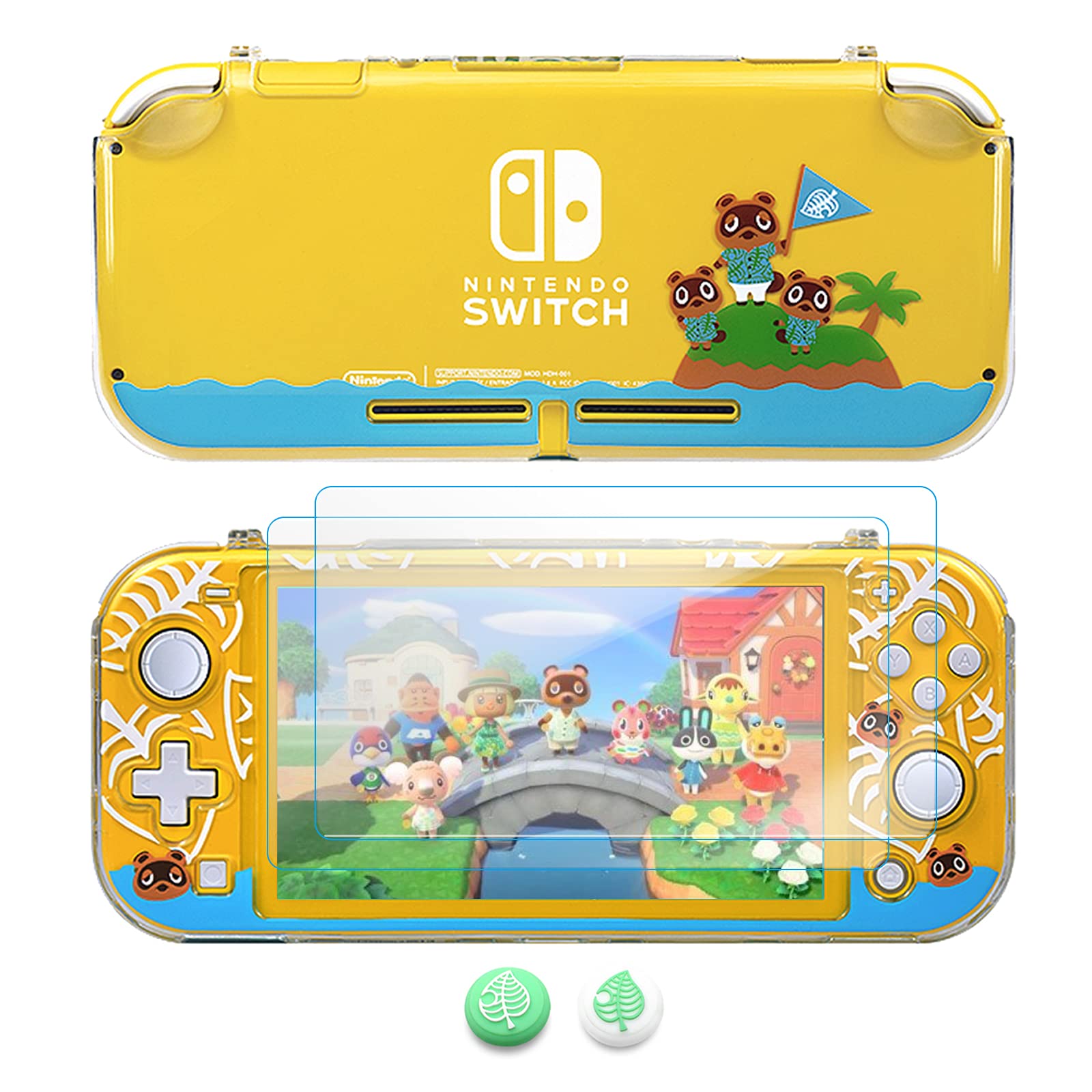 TIKOdirect Clear Protective Crystal Case for Nintendo Switch Lite - Anti-Scratch Hard Cover with Screen Protector | Animal Crossing Design | Perfect for Gaming, Travel & Everyday Protection