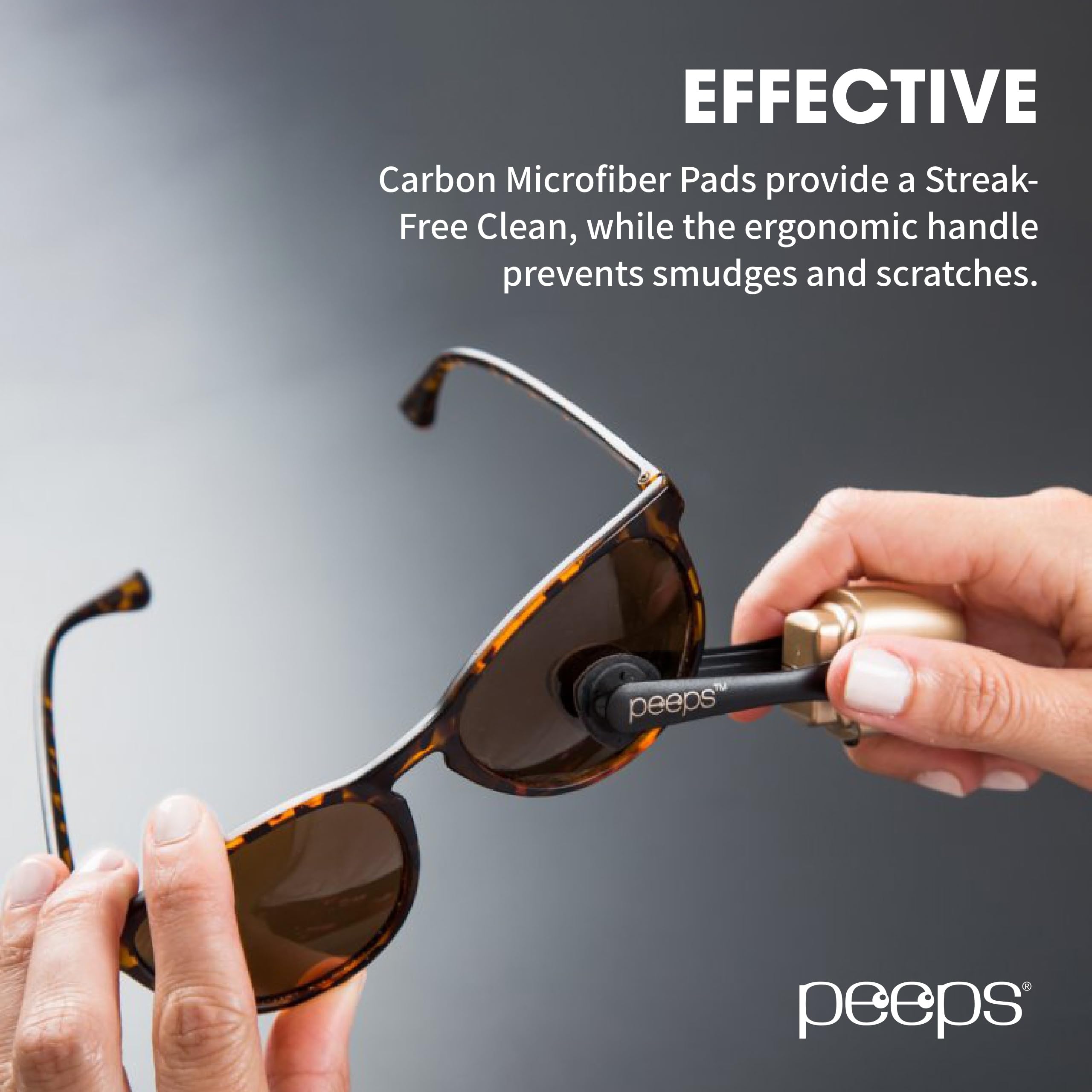 CarbonKlean Peeps Glasses Cleaner - Premium Lens Cleaner for Eyeglasses & Reading Glasses with Carbon Microfiber Technology - Injected Black (1 Count) - Perfect for Travel, Office, and Everyday Use