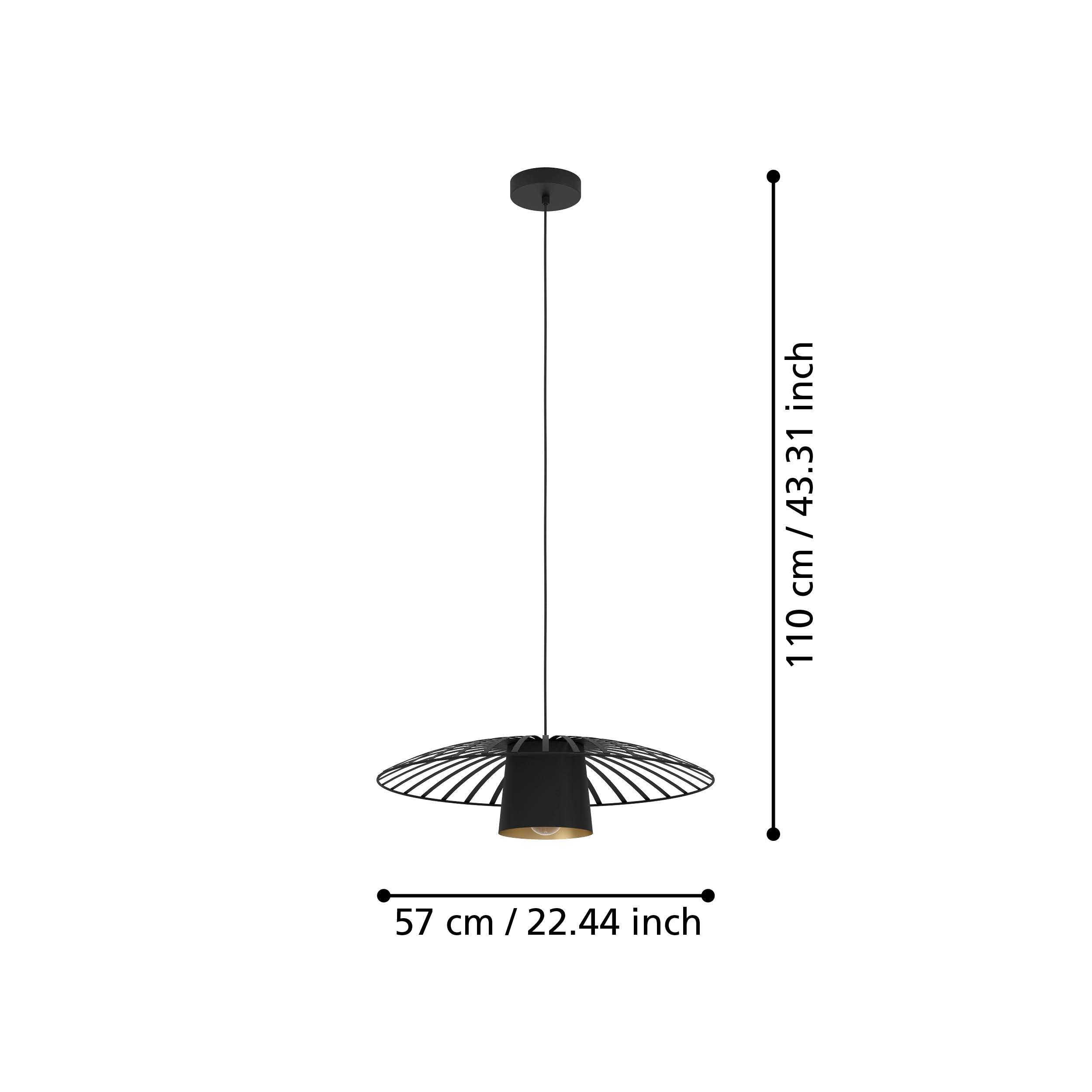 Eglo Felixkark Black & Gold Metal Ceiling Pendant Light Fixture - Modern Industrial Lighting for Dining Room, Kitchen Island & Living Room Decor