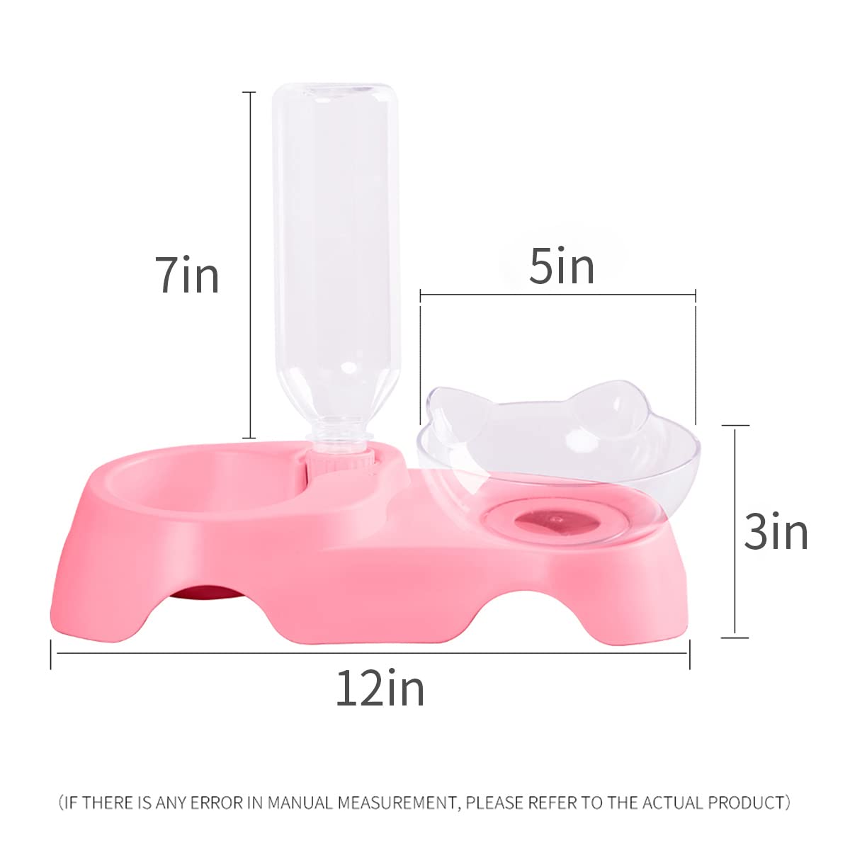 MILIFUN Double Dog Cat Bowls - 15° Tilted Pet Food and Water Bowl Set with Automatic Waterer Bottle for Small & Medium Dogs & Cats - Perfect for Home, Travel, and Outdoor Use