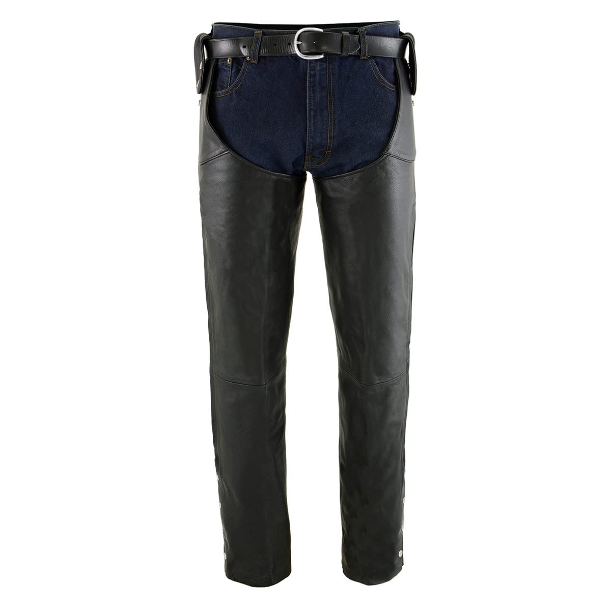 Milwaukee Leather Motorcycle Chaps for Men - Adjustable Black Leather Beltless Chaps with Side Snap Loops SH1198 - Perfect for Riding Protection & Style