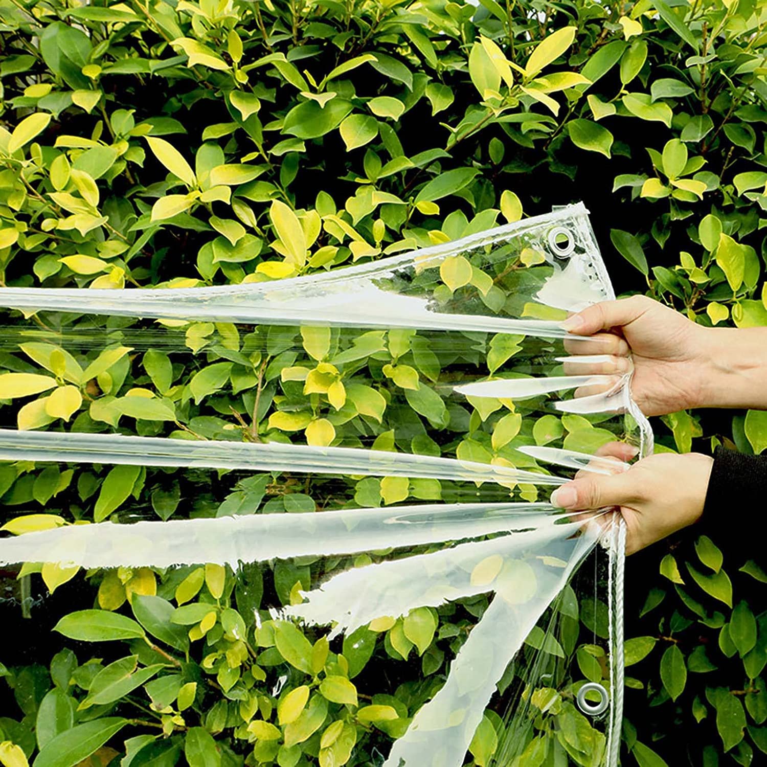 10x1m Clear Heavy Duty PVC Waterproof Tarp - Transparent, Dustproof & Rainproof with Reinforced Grommets - Ideal for Greenhouse Covers, Plant Protection, Patio Furniture & Outdoor Equipment Shelter