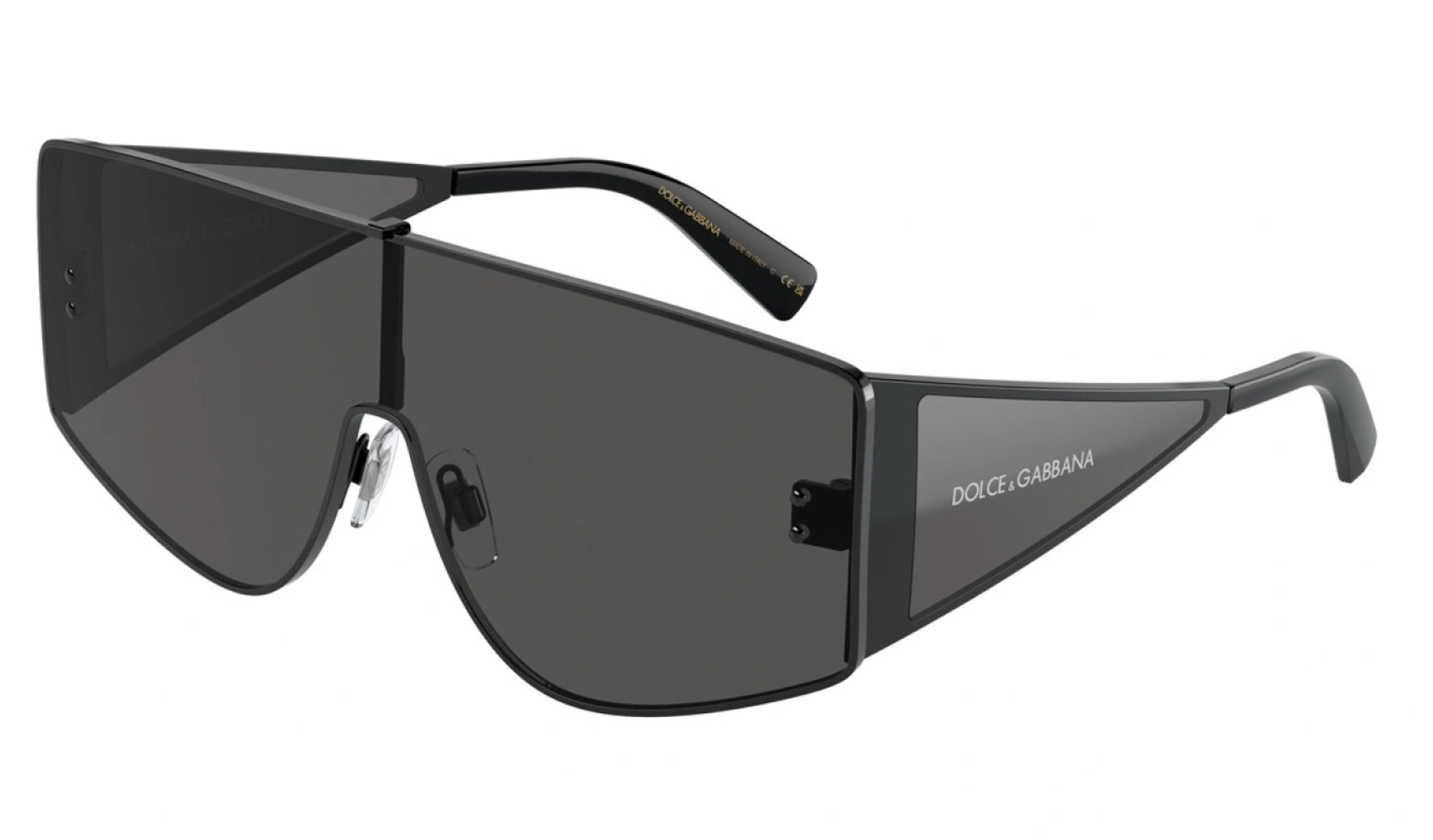 Dolce & Gabbana DG2305 Black Shield Sunglasses for Men & Women - UV Protection Luxury Fashion Sunglasses for Driving, Beach & Outdoor Activities