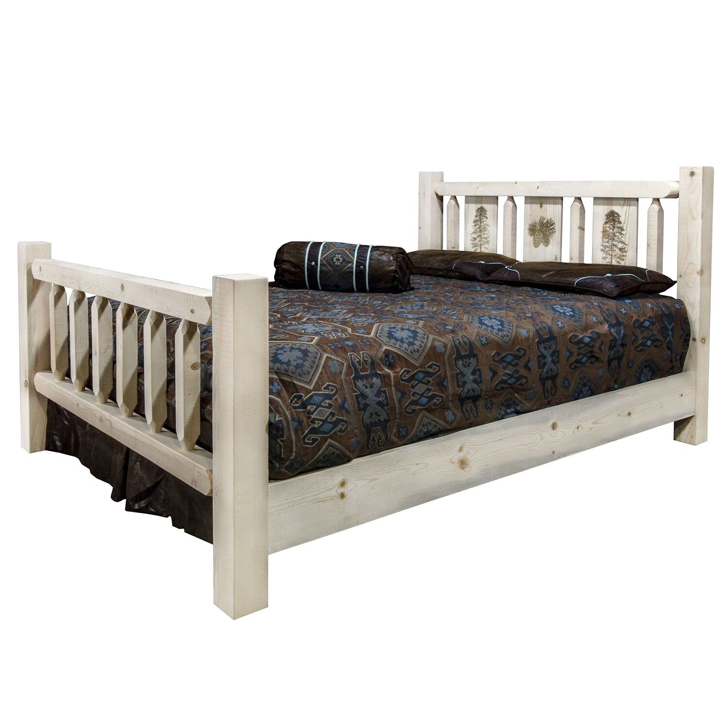 Montana Log Collection Solid Wood Homestead Queen Bed Frame - Rustic Pine Wooden Bed for Cabin, Lodge & Farmhouse Bedroom Decor