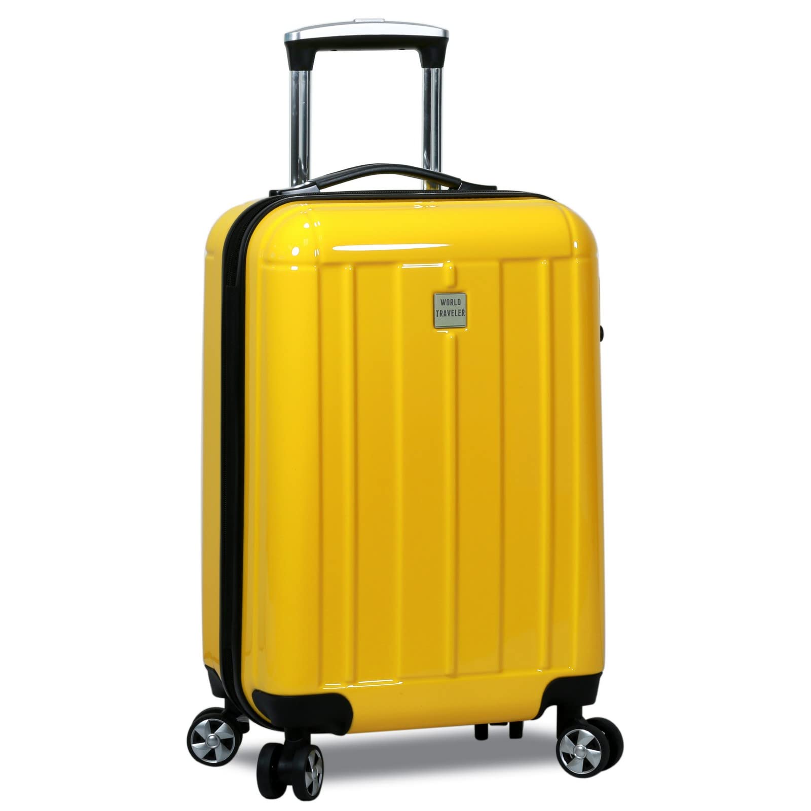 World Traveler Contour 3-Piece Hardside Spinner Luggage Set with TSA Lock - Lightweight Durable Suitcase for International Travel & Business Trips (Yellow, One Size)