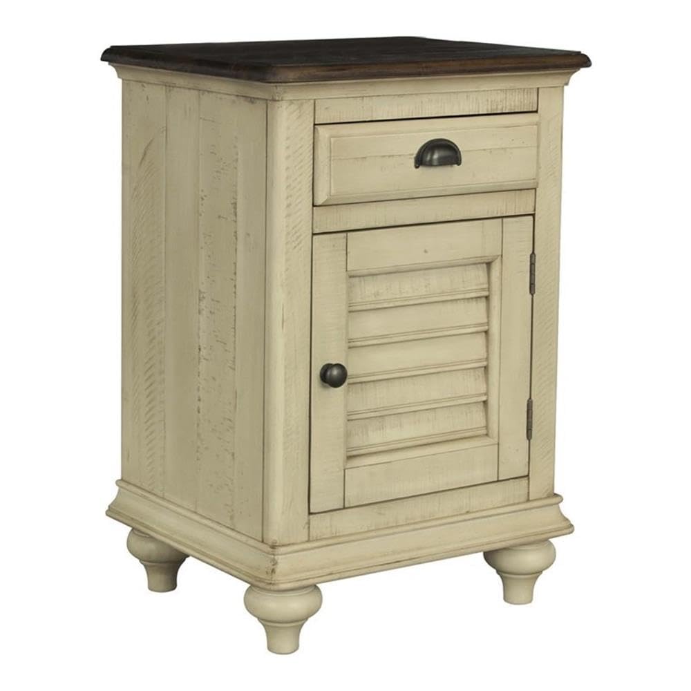Sunset Trading Shades of Sand Wood Nightstand - Cream Puff & Walnut Brown Finish | Bedside Table for Bedroom, Living Room, or Guest Room