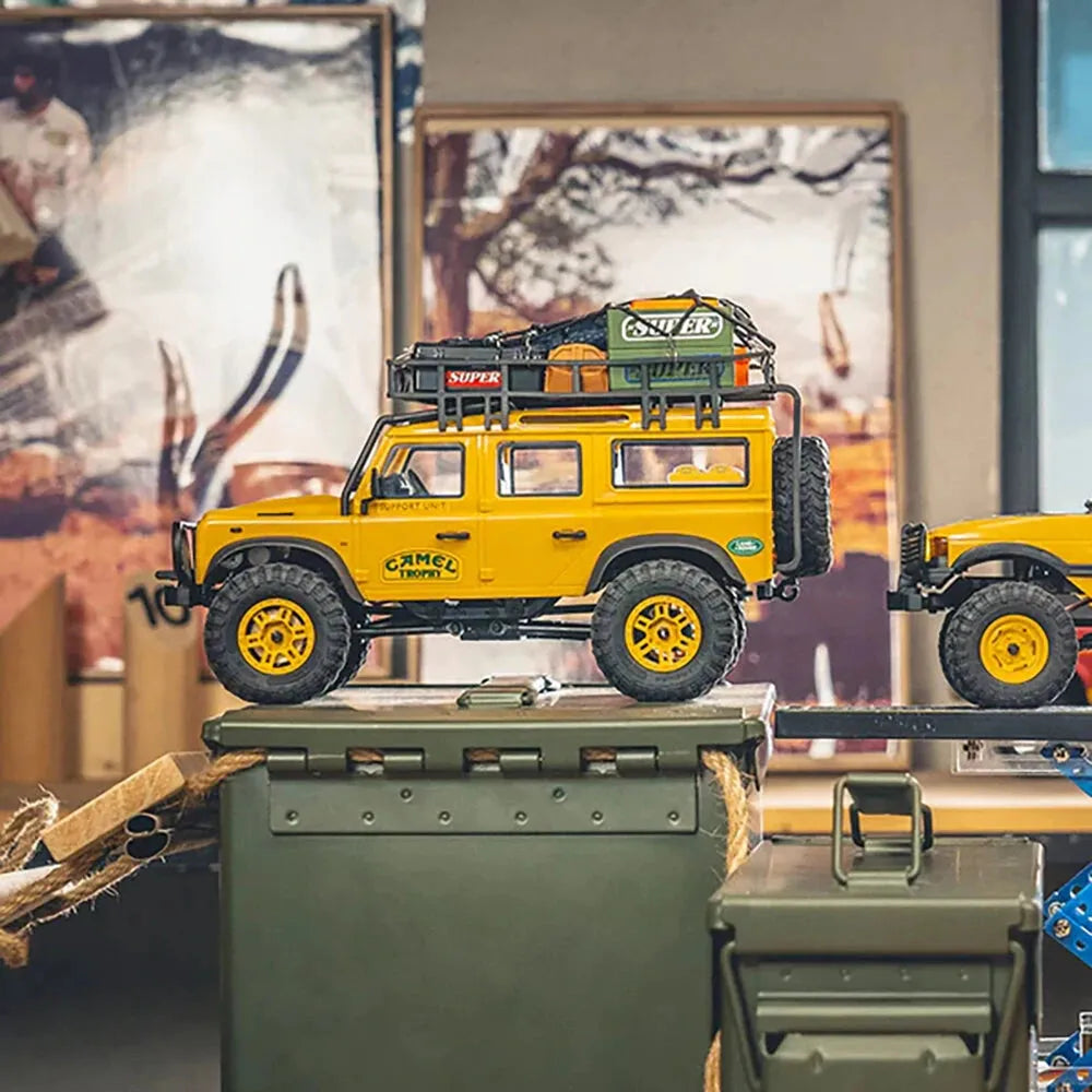 FMS FCX24M 1/24 Scale 4WD RC Rock Crawler Truck - Licensed Range Rover Camel Trophy Edition with LED Lights | 2.4G Remote Control Off-Road Vehicle for Indoor/Outdoor Crawling & Trail Adventures