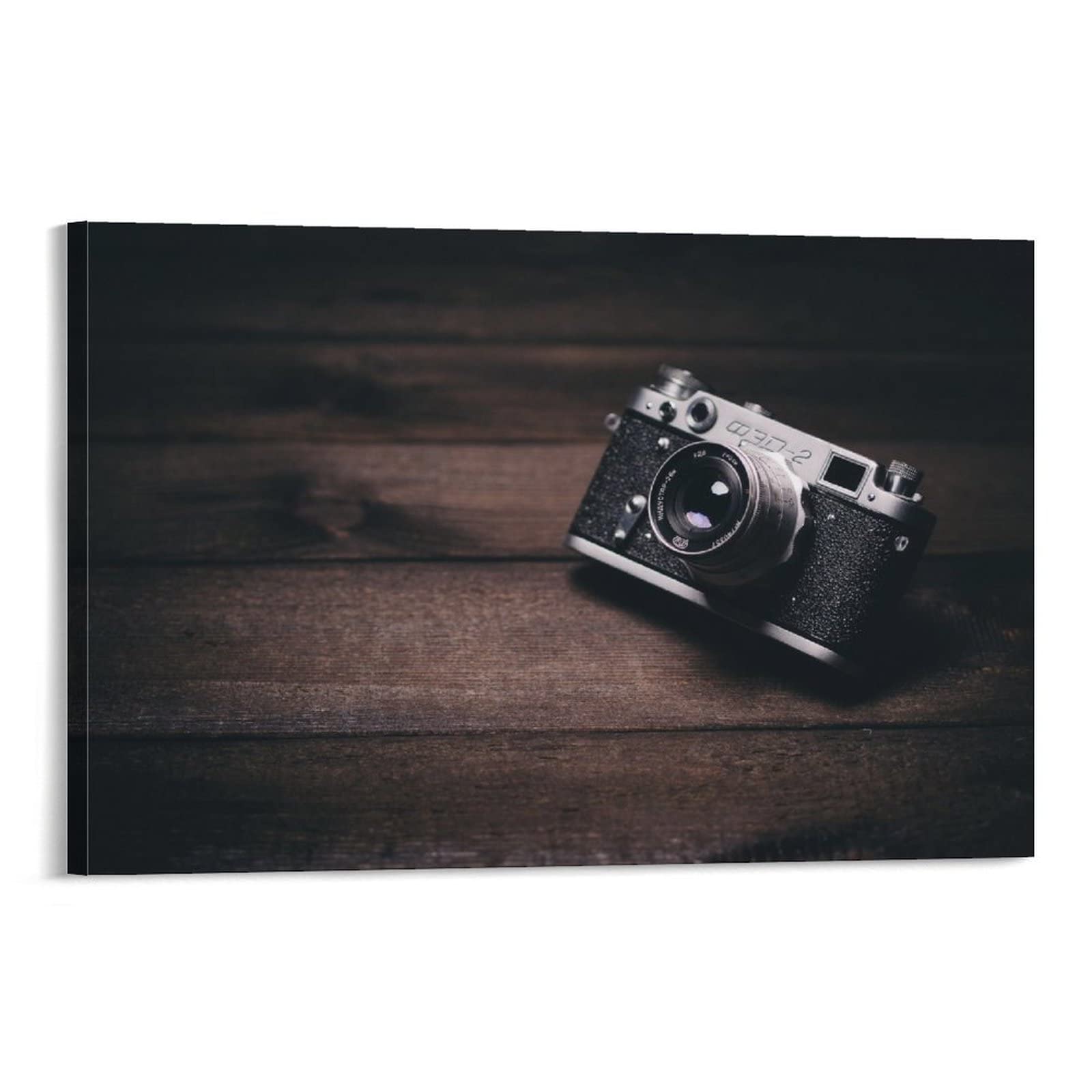 Vintage Camera Canvas Print - 24x36 Inch (60x90cm) Framed Photography Wall Art - Perfect for Bedroom, Living Room & Office Decor - High Quality Home Decor Picture for Photography Enthusiasts