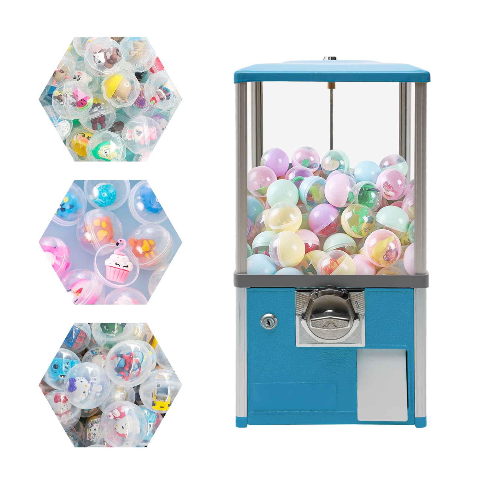 Commercial Bulk Vending Machine for Gumballs & Capsule Toys - 25 Cent Coin Operated Candy Dispenser (4.5-5cm Balls, Blue) - Perfect for Arcades, Malls, and Retail Stores