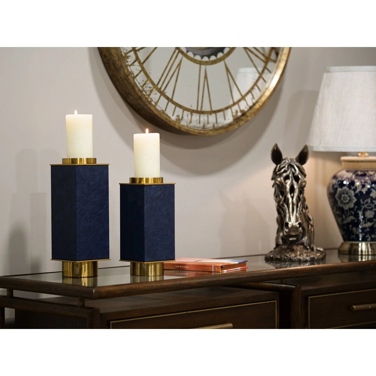 Avignon Modern Console Table - Brown Oak Wood & Tempered Glass Top - Entryway, Hallway, or Living Room Furniture for Home Decor
