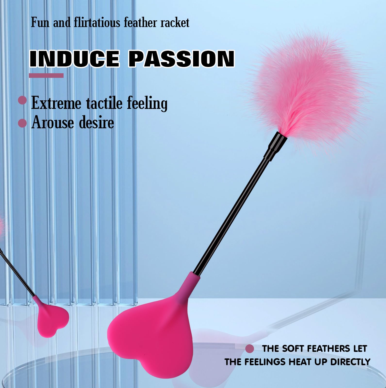 Flirting Feather Hand Pat - Adult Sensual Massage Toy for Couples, SM Heart-Shaped Beater, Black Romantic Sex Accessories - Perfect for Foreplay, BDSM Play & Spicing Up Your Intimate Moments