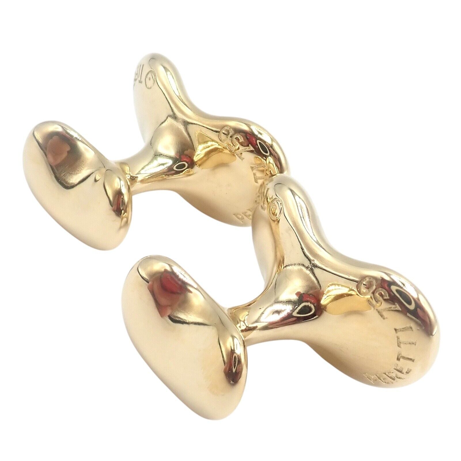 Vintage Tiffany & Co Peretti 18k Yellow Gold Extra Large Bean Cufflinks - Rare Collectible Men's Jewelry for Formal Events & Luxury Gifts