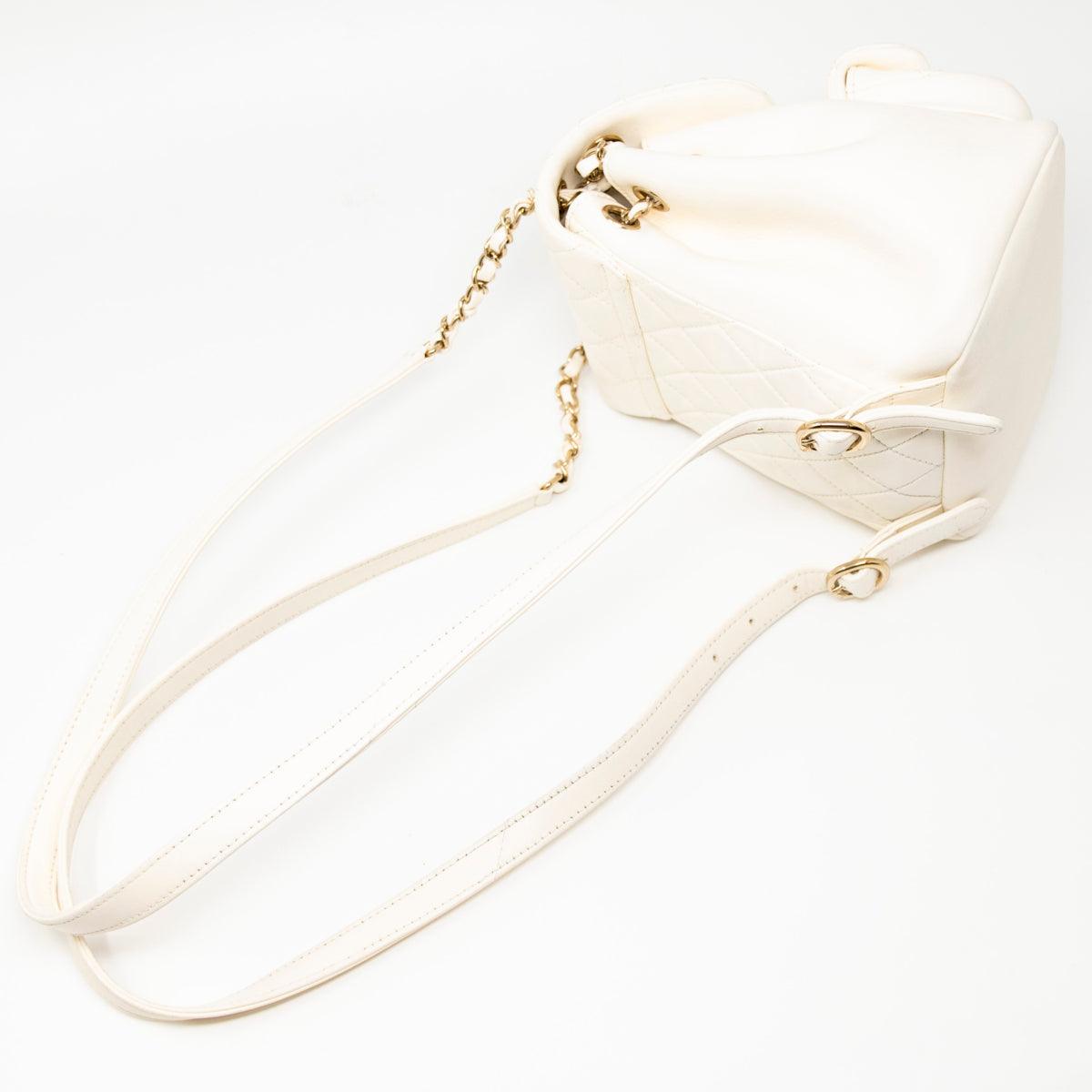 Chanel White Lambskin Duma Backpack - Luxury Designer Backpack for Women, Perfect for Travel, Work & Everyday Use
