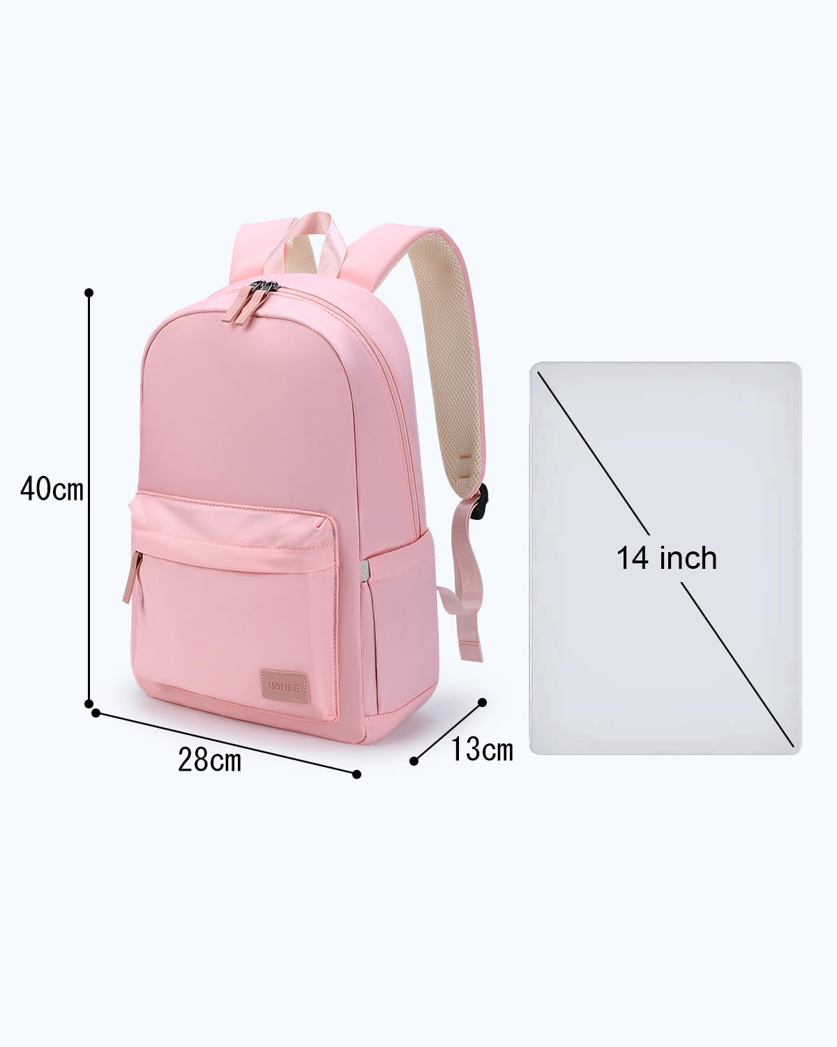 HOMIEE Lightweight Stylish Water-Resistant Laptop Backpack for Women & Men - 15.6 Inch School Backpack, College Backpack, Travel Daypack, Work Commuter Bag (Pink) - Perfect for Office, Campus & Weekend Getaways