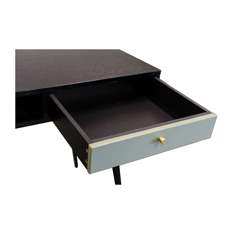 OMARI 46-Inch Study Desk for Home Office - Black & Green Modern Writing Desk with Storage Shelf, Perfect for Small Spaces, Dorm Rooms & Workstations