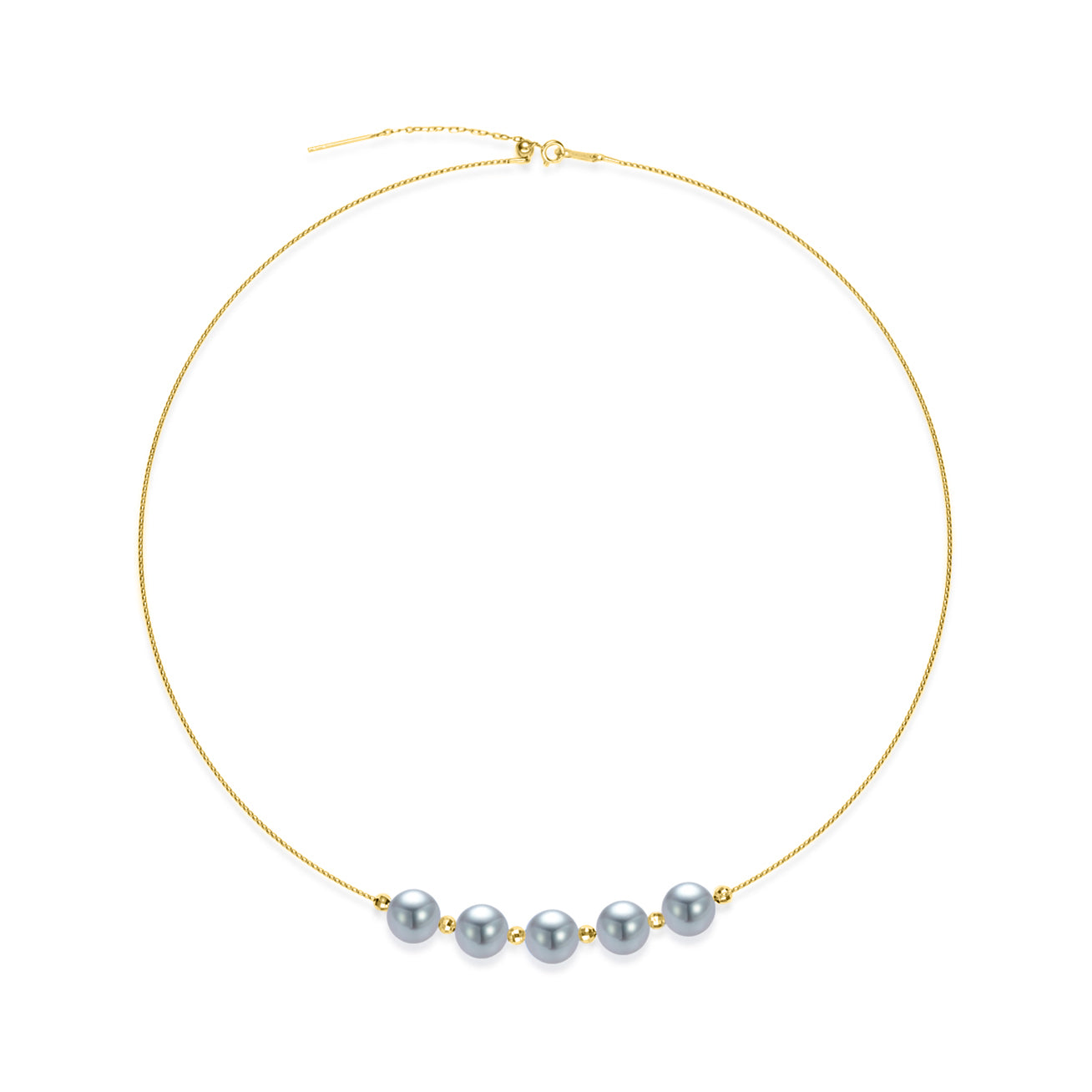 18K Solid Gold Blue Akoya Pearl Necklace - Classic Elegant Jewelry Gift for Women, Perfect for Weddings, Anniversaries & Special Occasions