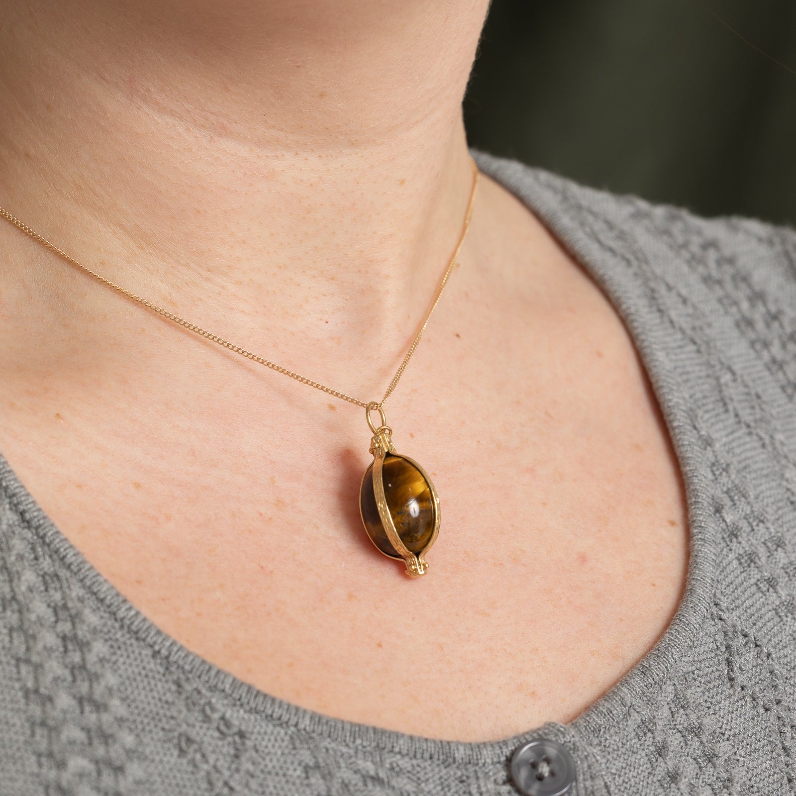 Natural Tiger's Eye Egg Shaped Pendant - 30.00ct Genuine Gemstone Jewelry for Meditation, Healing & Spiritual Protection | Handmade Healing Crystal Gift for Women & Men