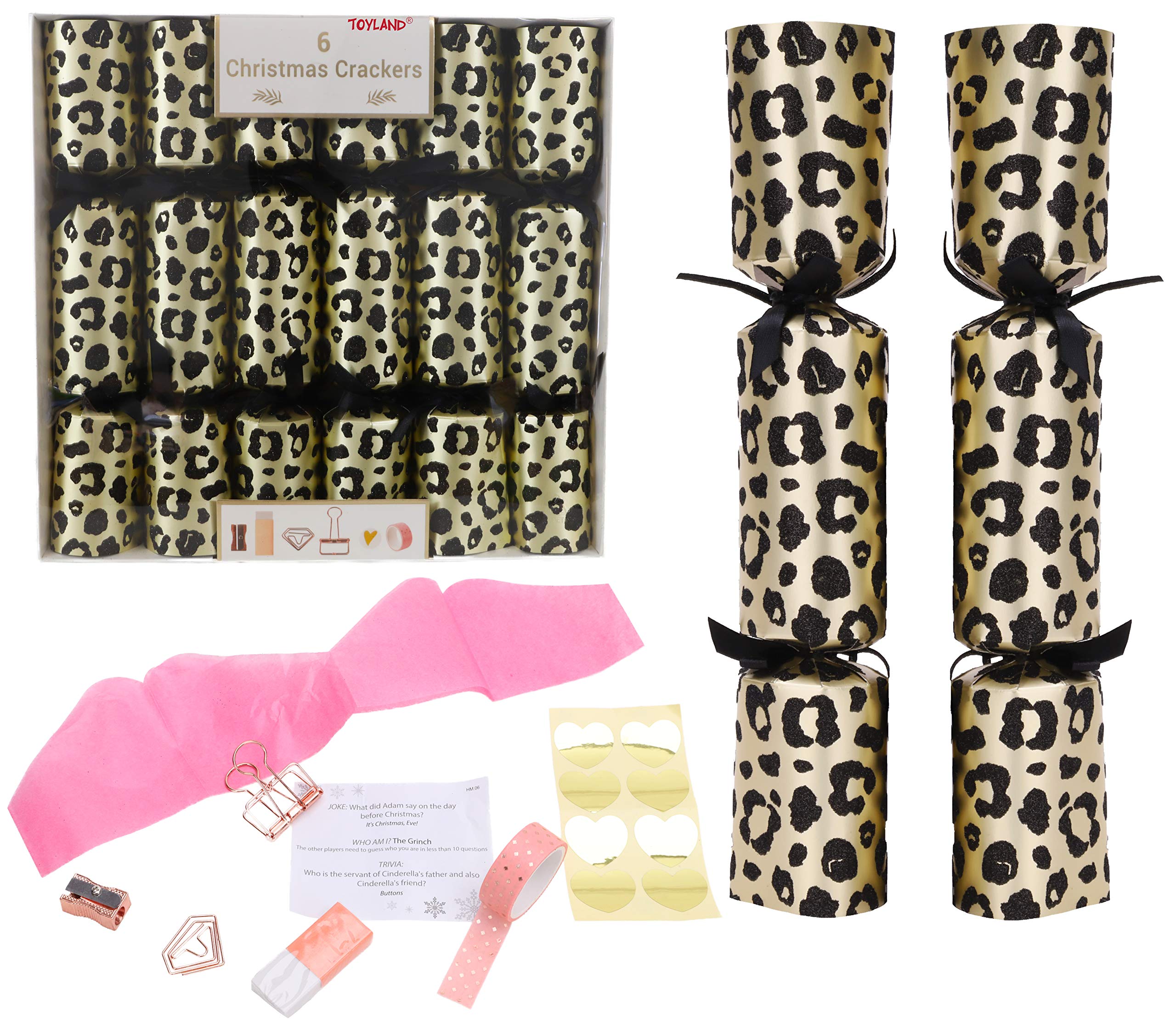 Toyland Pack of 6 Glitter Leopard Print Christmas Party Favors - Animal Print Luxury Decorations for Holiday Parties, Birthday Celebrations & Home Decor