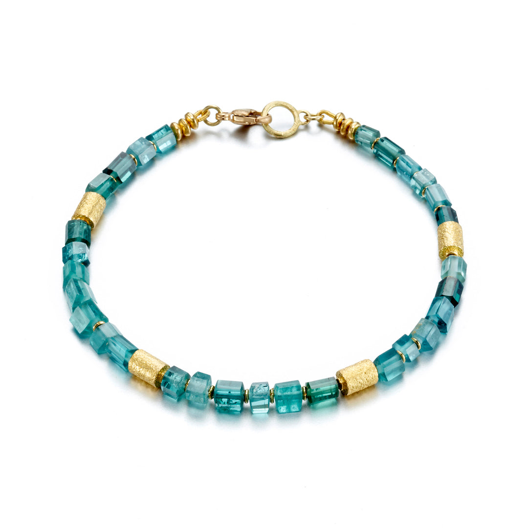 Indicolite Tourmaline Beaded Bracelet - Natural Blue-Green Gemstone Jewelry for Women | Perfect for Yoga, Meditation & Spiritual Healing